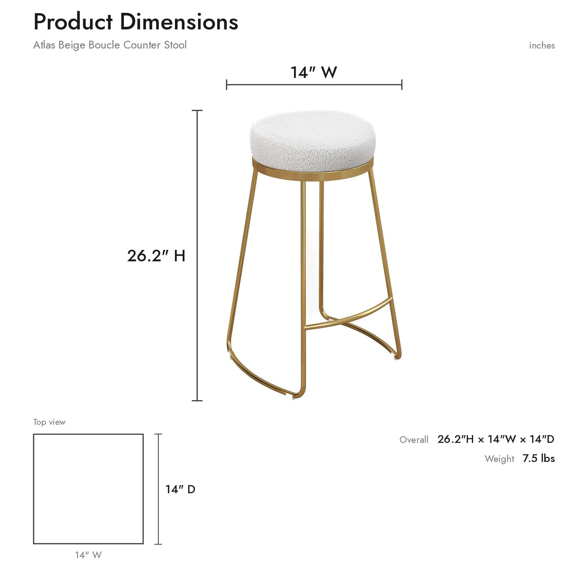 Product dimensions diagram