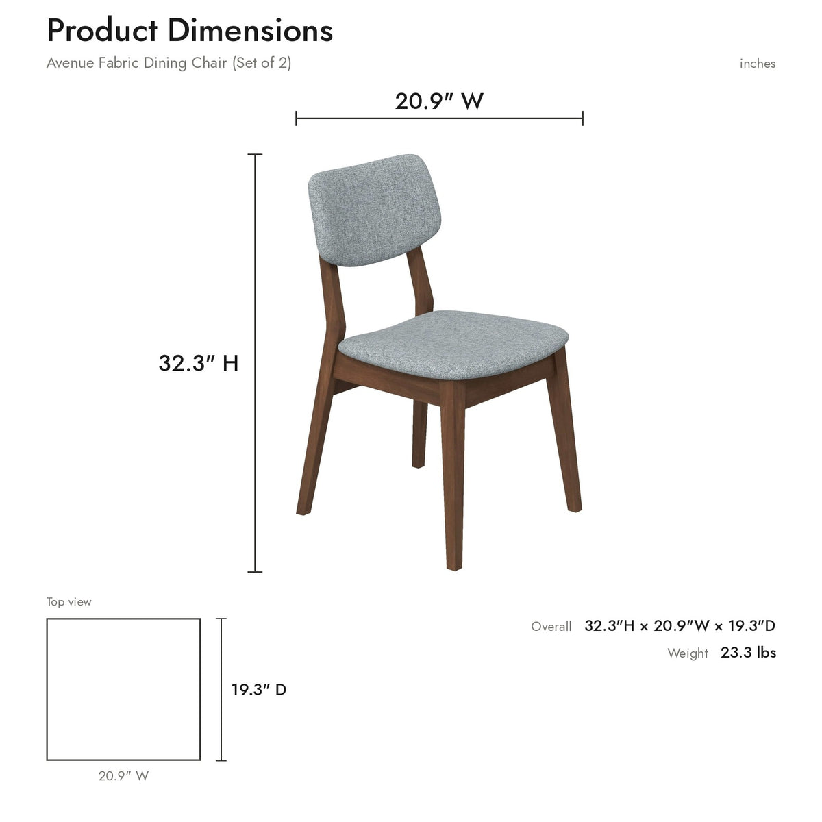 Product dimensions diagram