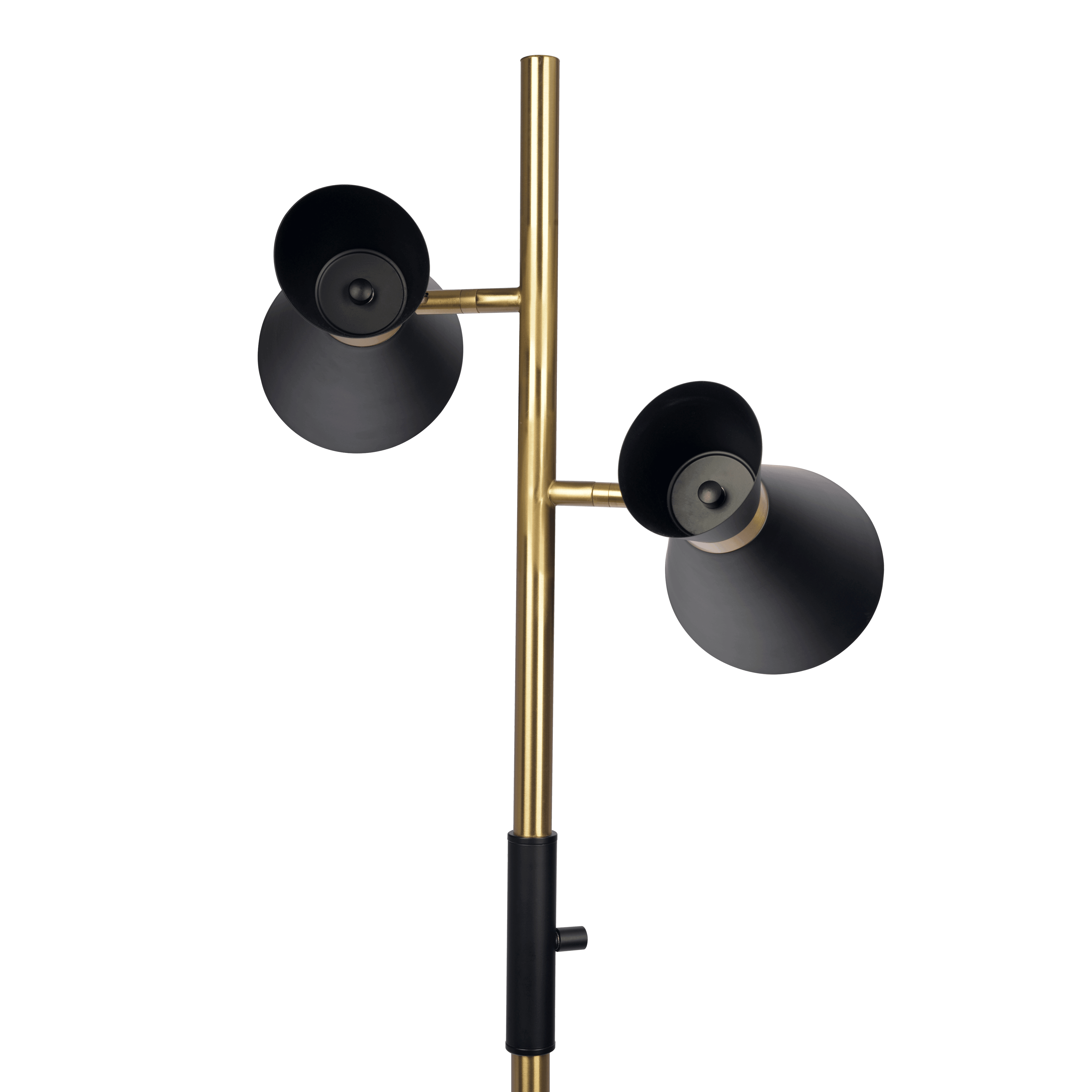 Yvonne Brassed Gold Floor Lamp with 4-Way Switch Double Spots with Metal Base