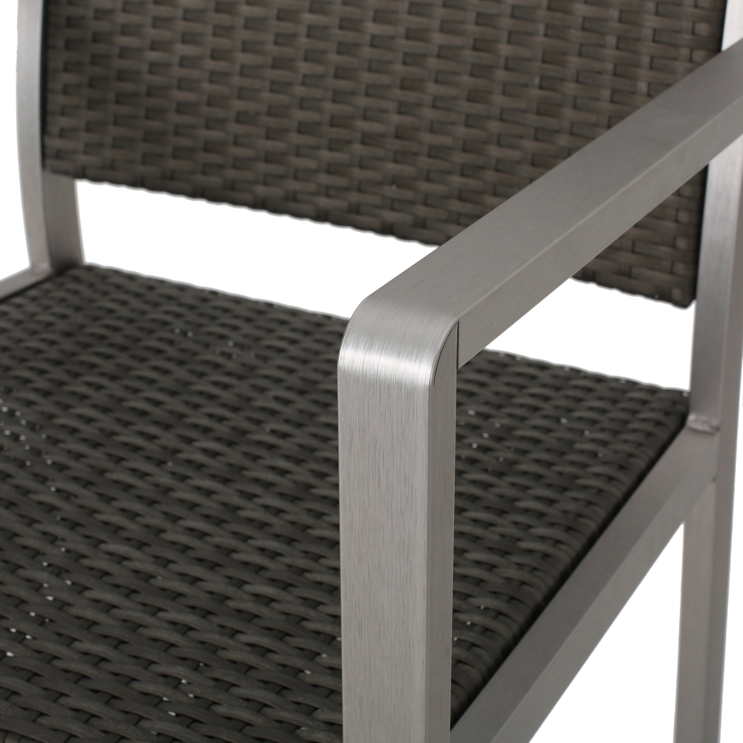 Rust-Proof Outdoor Bar Stool Rattan Frame - Silver
