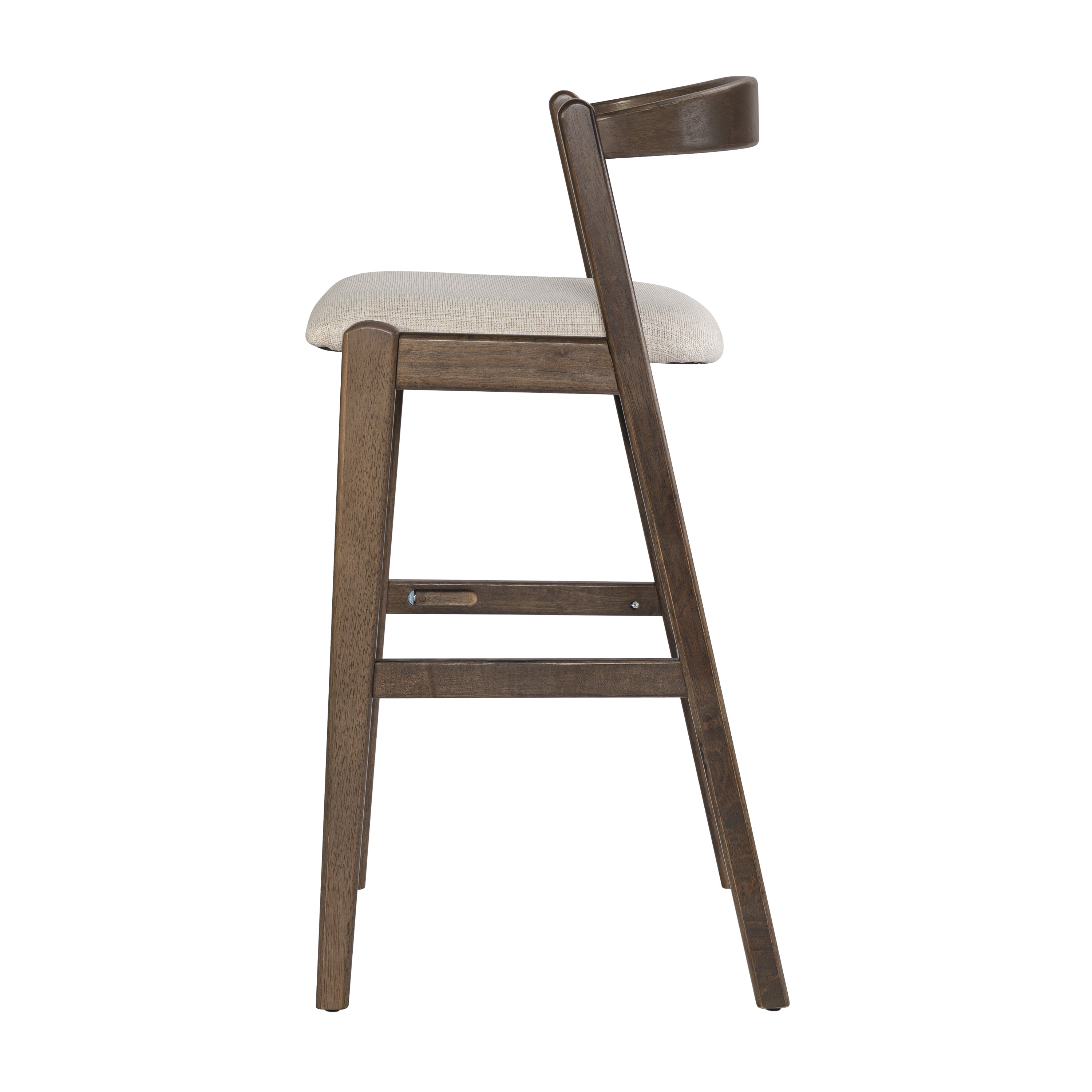 Balmain Indoor Rubberwood Barstool, Dark Brown Finished and Beige Upholstery, Set of 2
