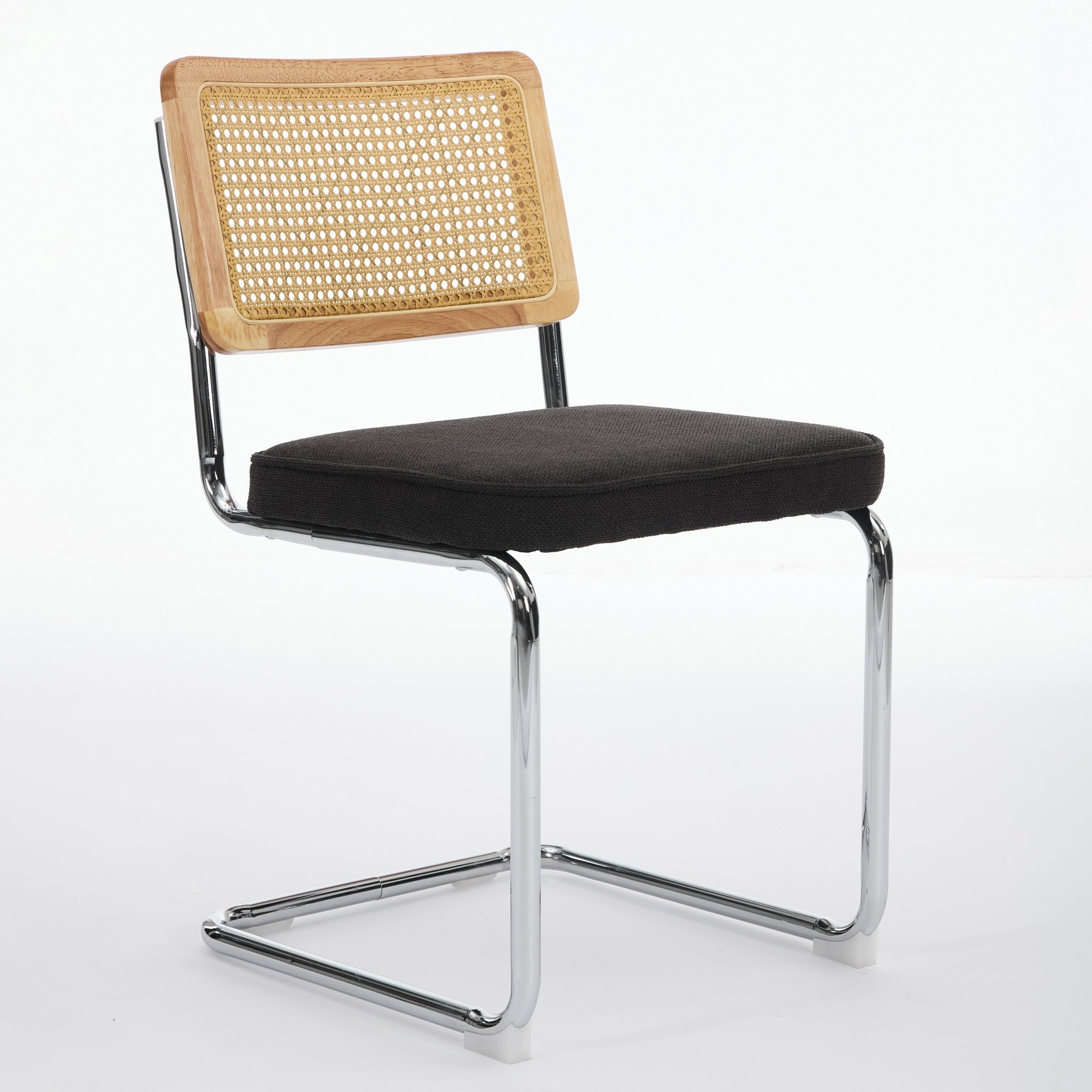 Carrollton Mid Century Modern Breuer Designed Dining Chairs with Natural Cane Back & Stainless Chrome Base - Set of 2