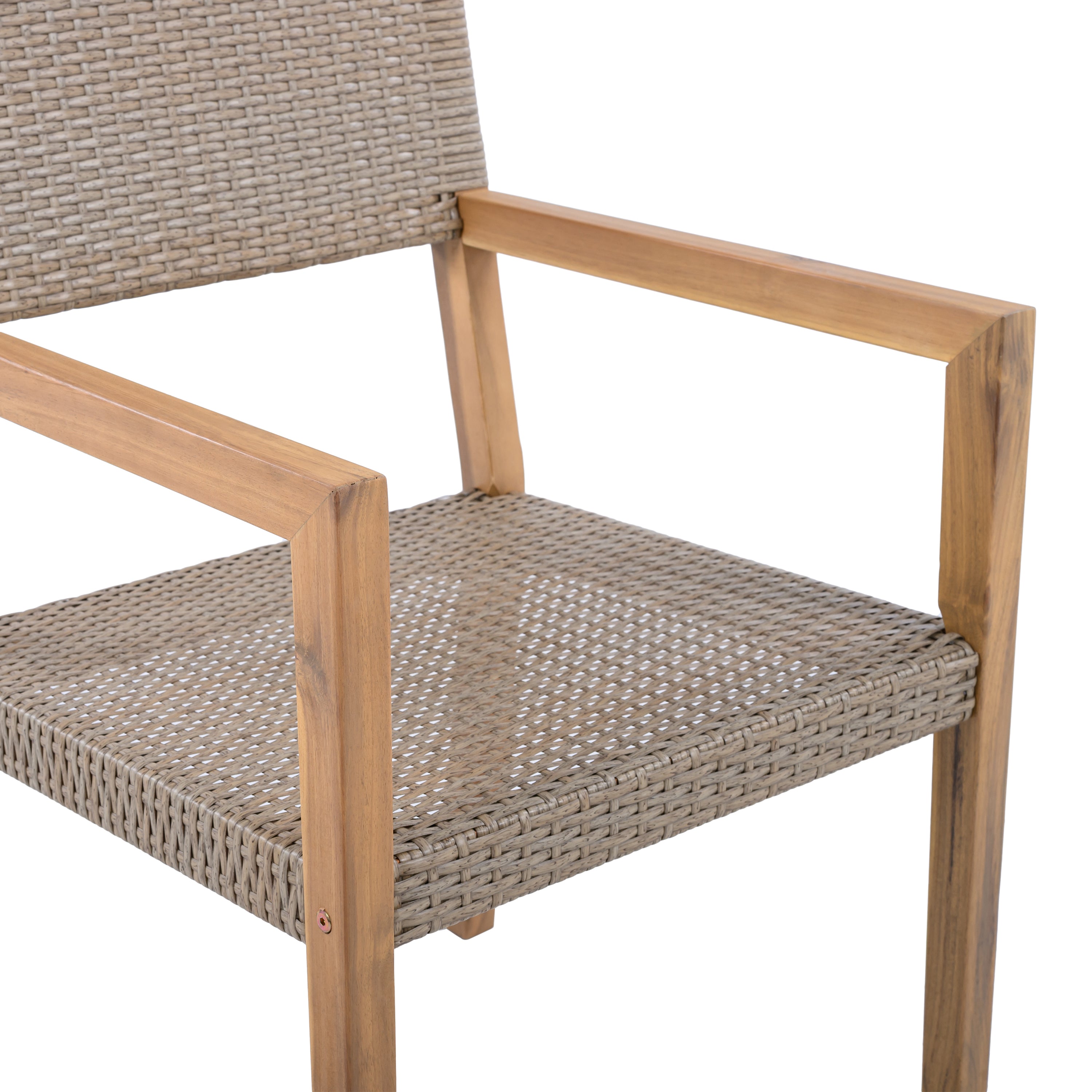 Outdoor Dining Chair Set Rattan Frame - Light Brown