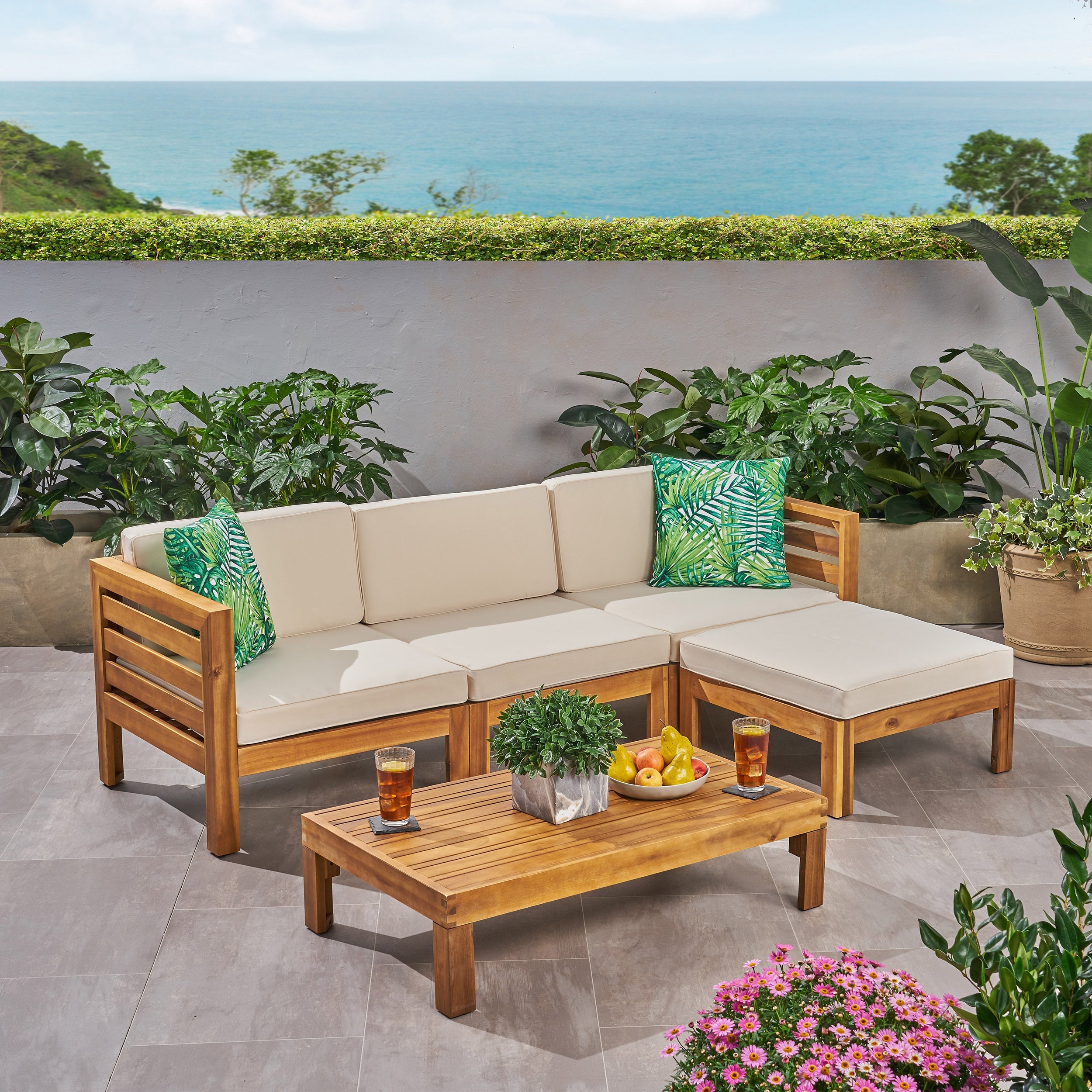 Cambridge Outdoor Sofa Set Cushioned Seating - Beige