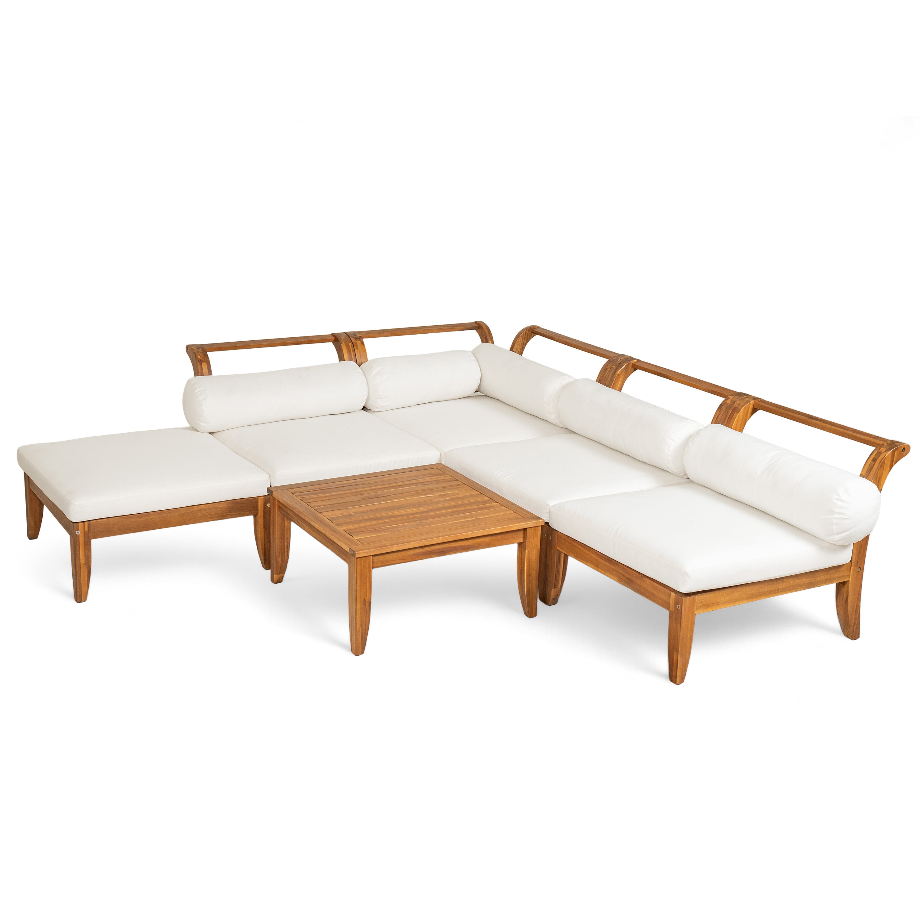 Topmax Outdoor L-Shaped Sectional Cushioned Seating - Beige