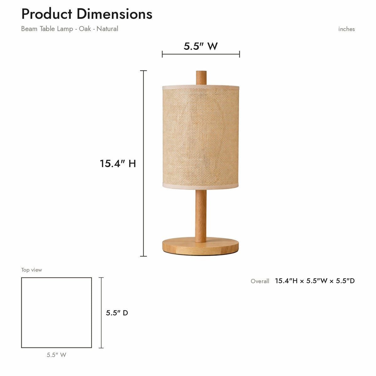 Product dimensions diagram