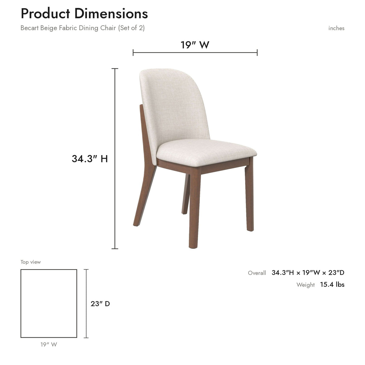 Product dimensions diagram