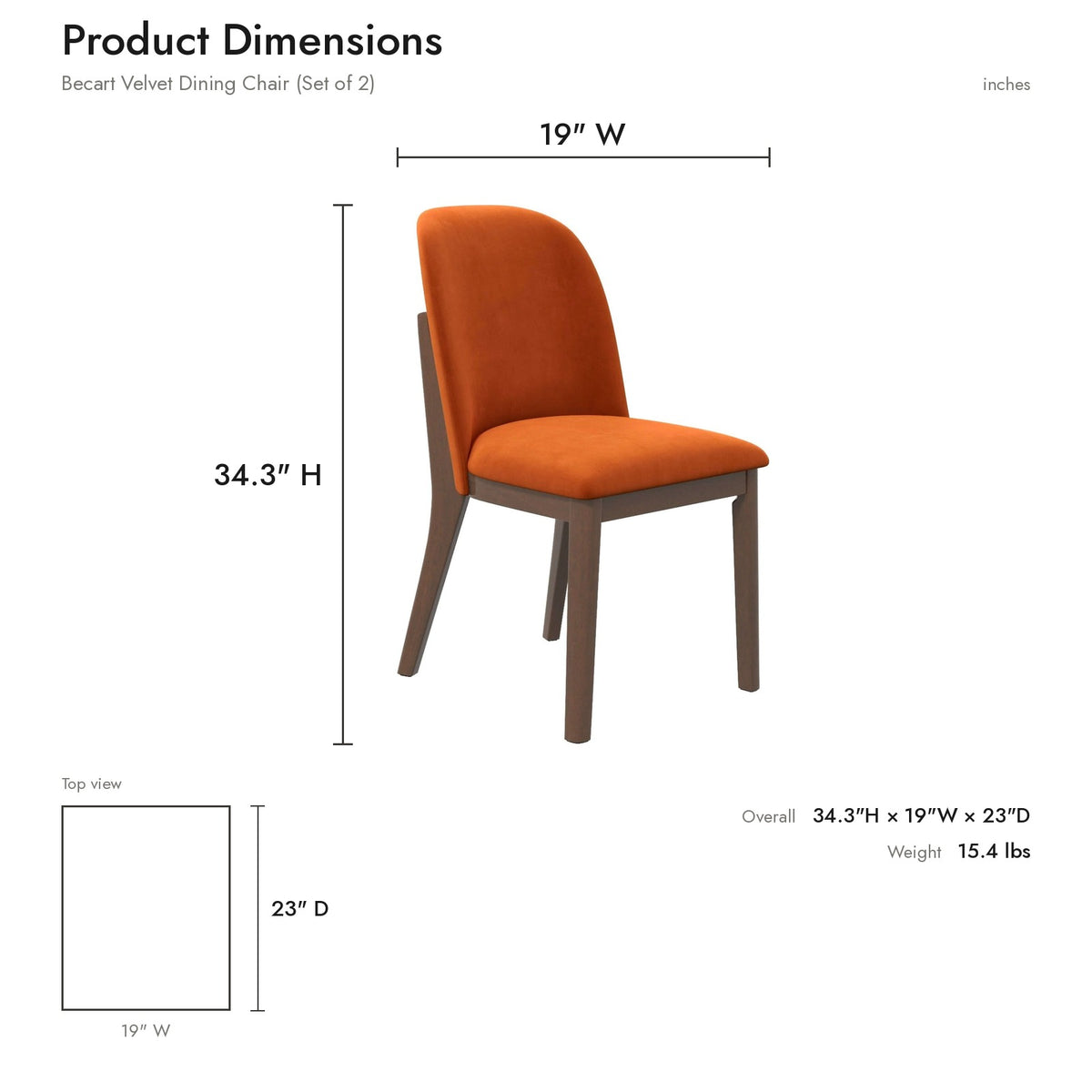 Product dimensions diagram