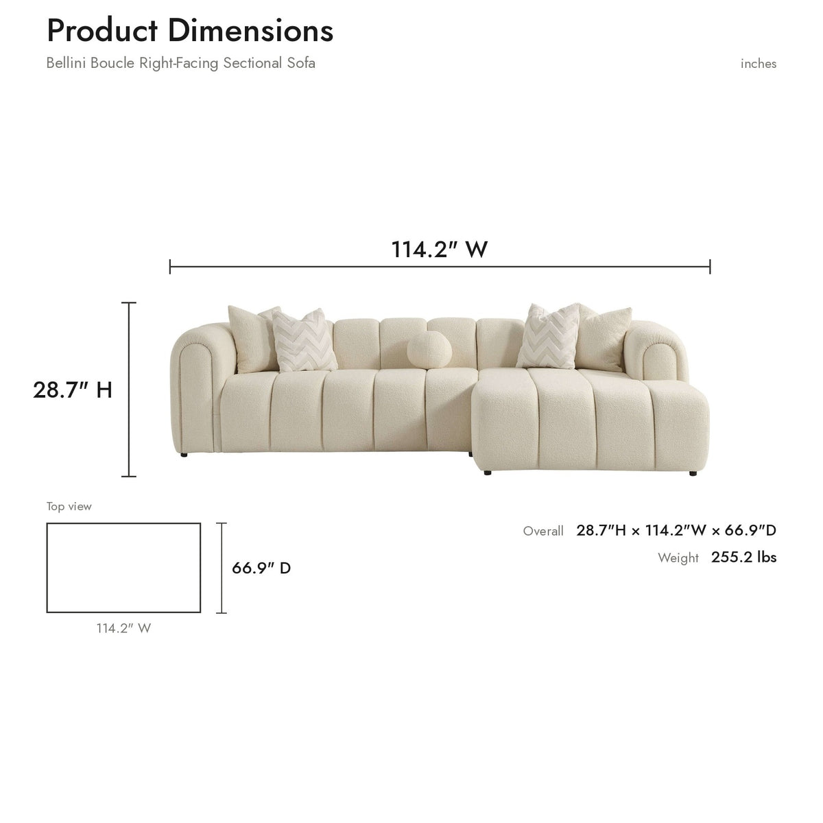 Product dimensions diagram