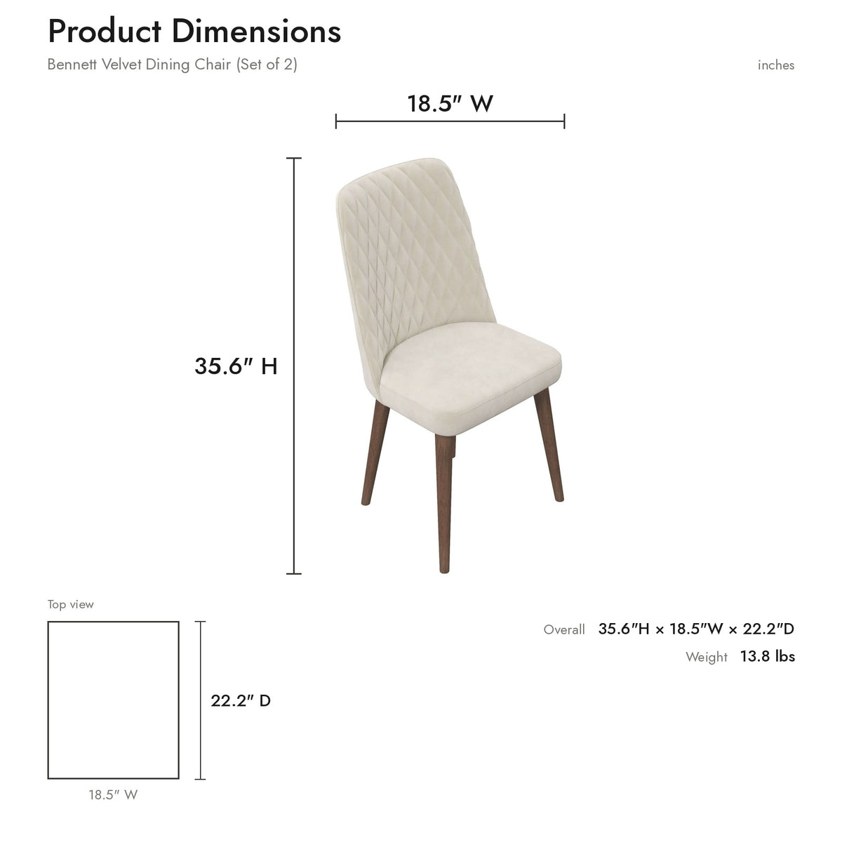 Product dimensions diagram