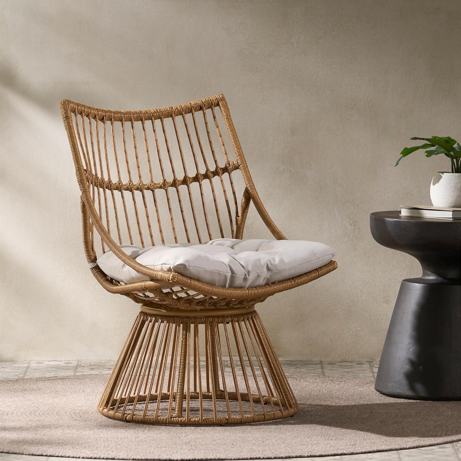 Elaine Outdoor Furniture Rattan Frame - Light Brown