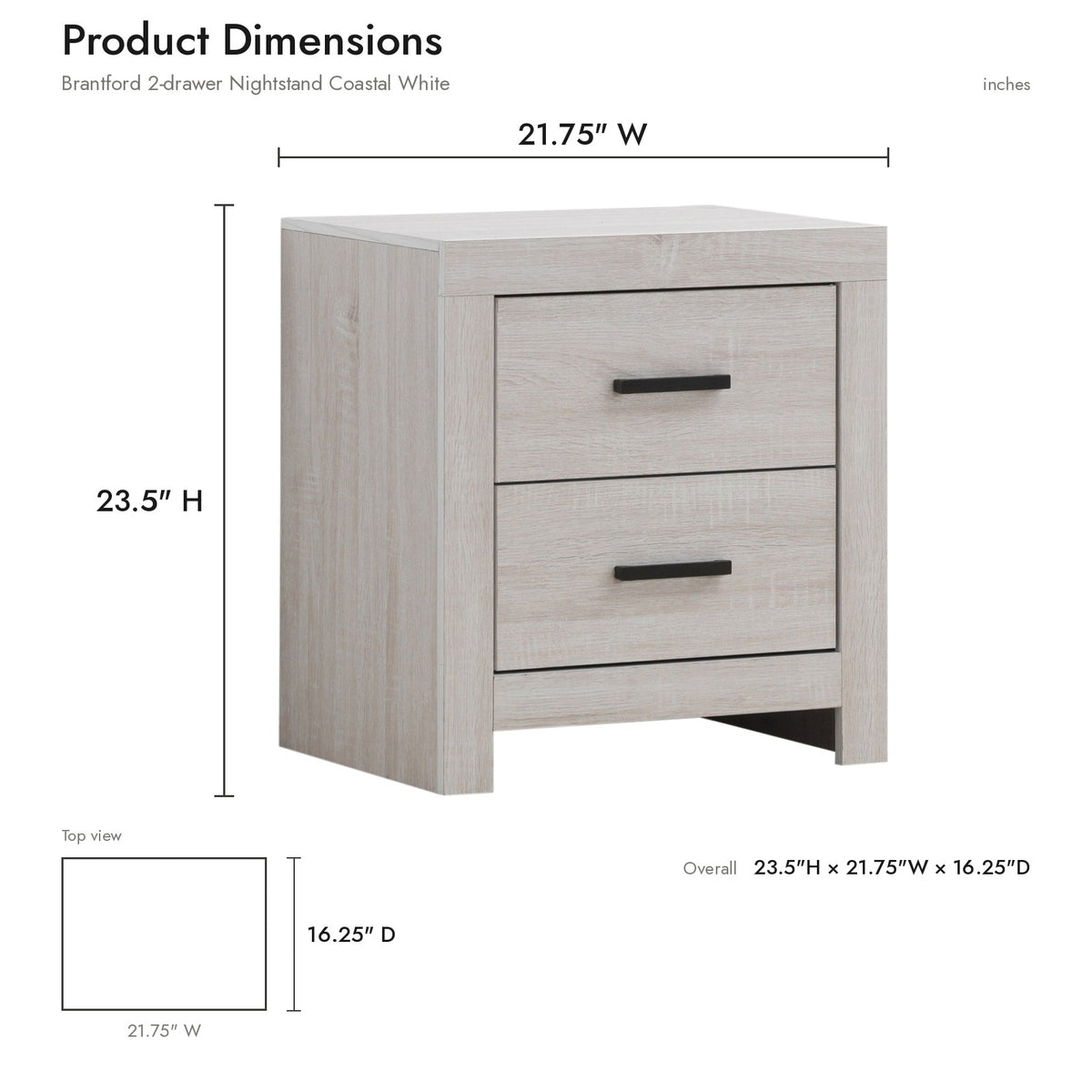 Product dimensions diagram