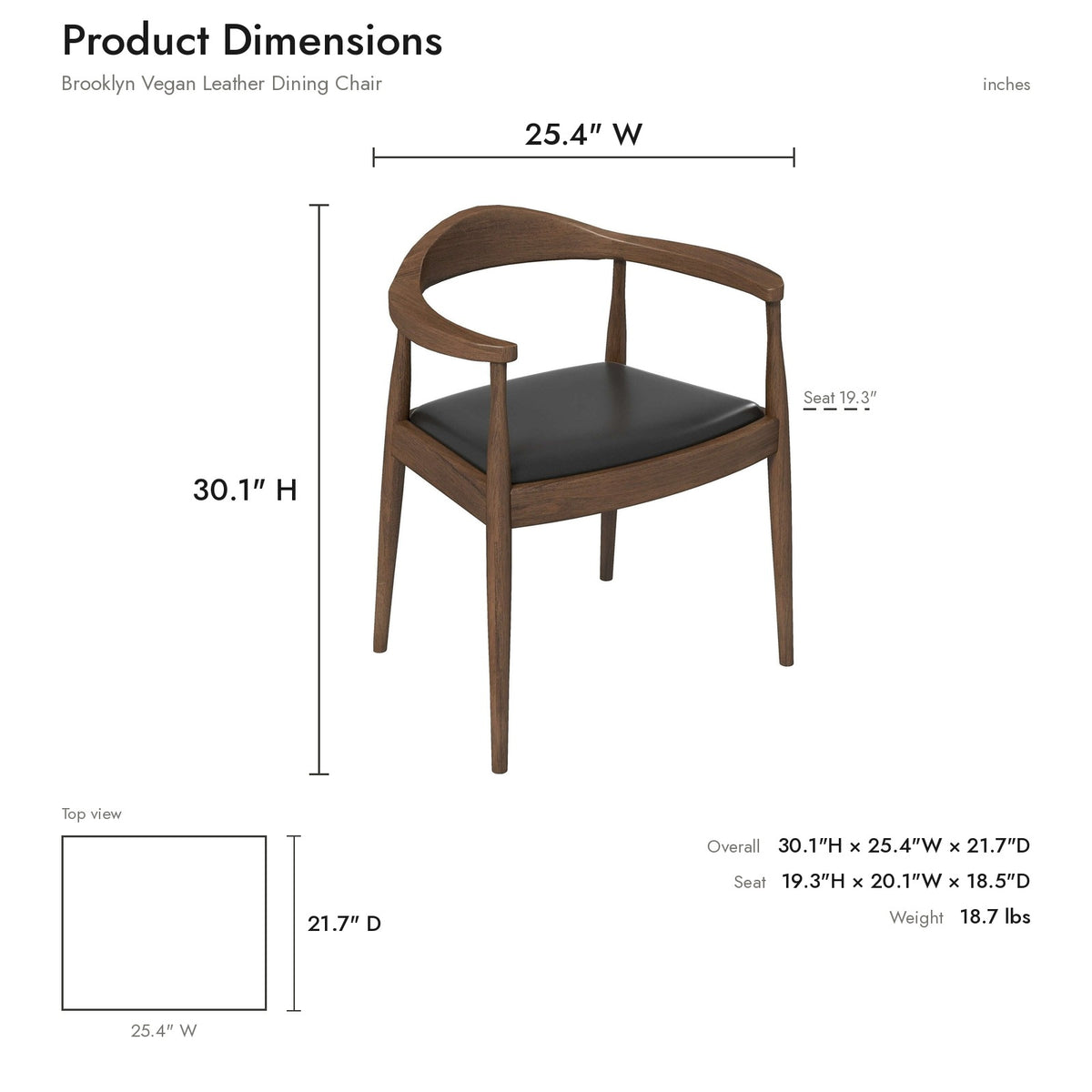 Product dimensions diagram