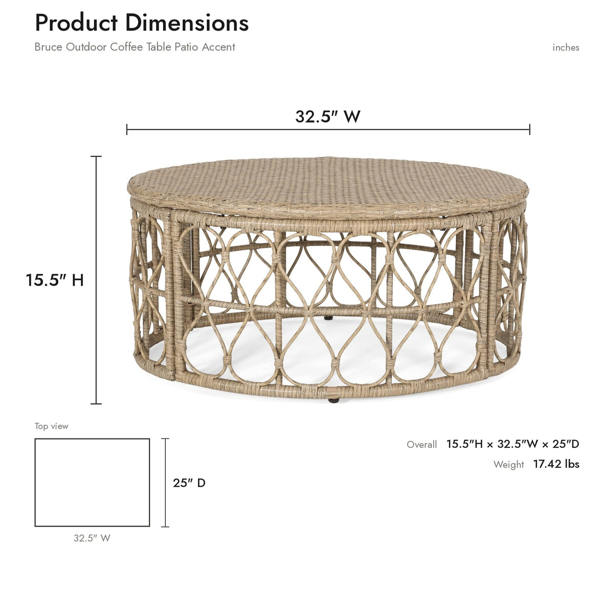 Product dimensions diagram