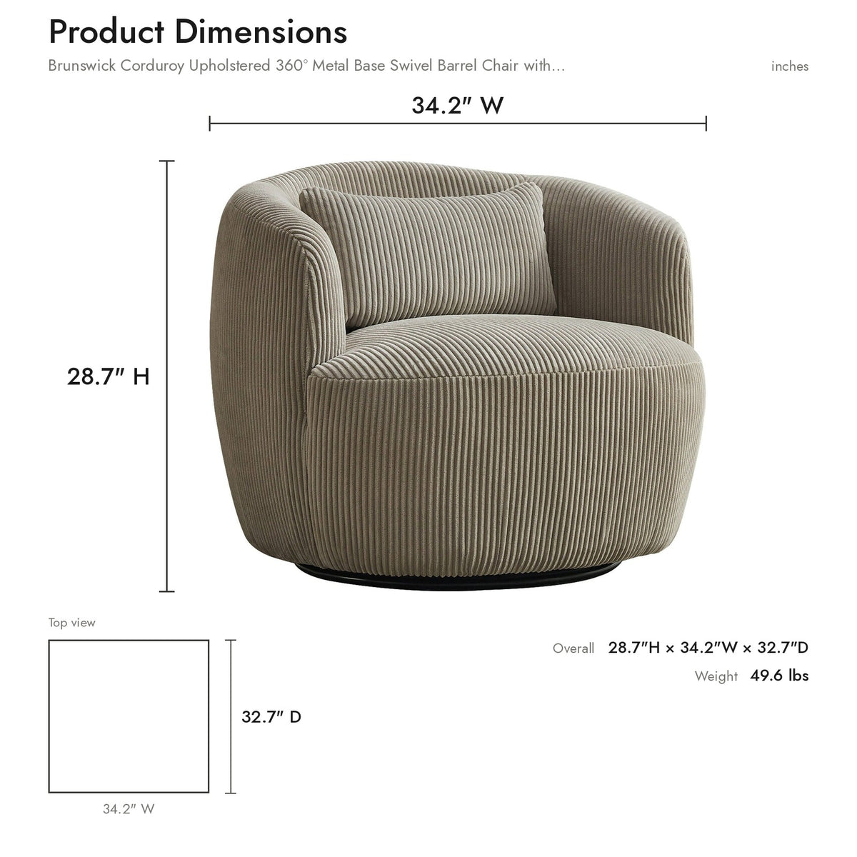 Product dimensions diagram