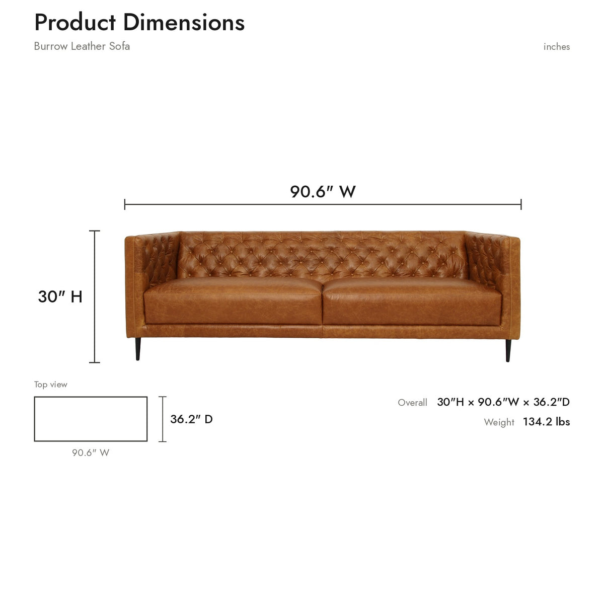 Product dimensions diagram