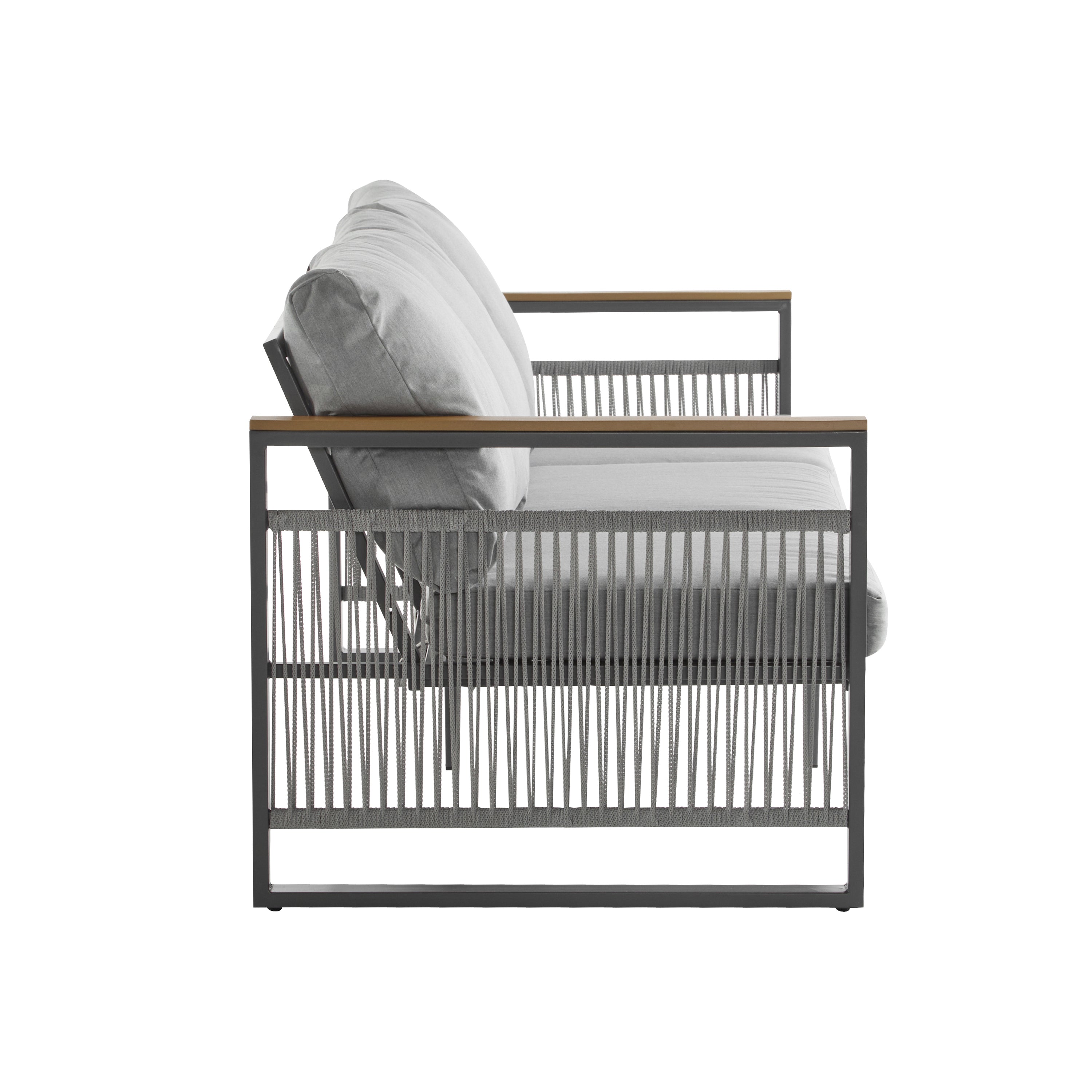 Outdoor Sofa Set Cushioned Seating - Gray