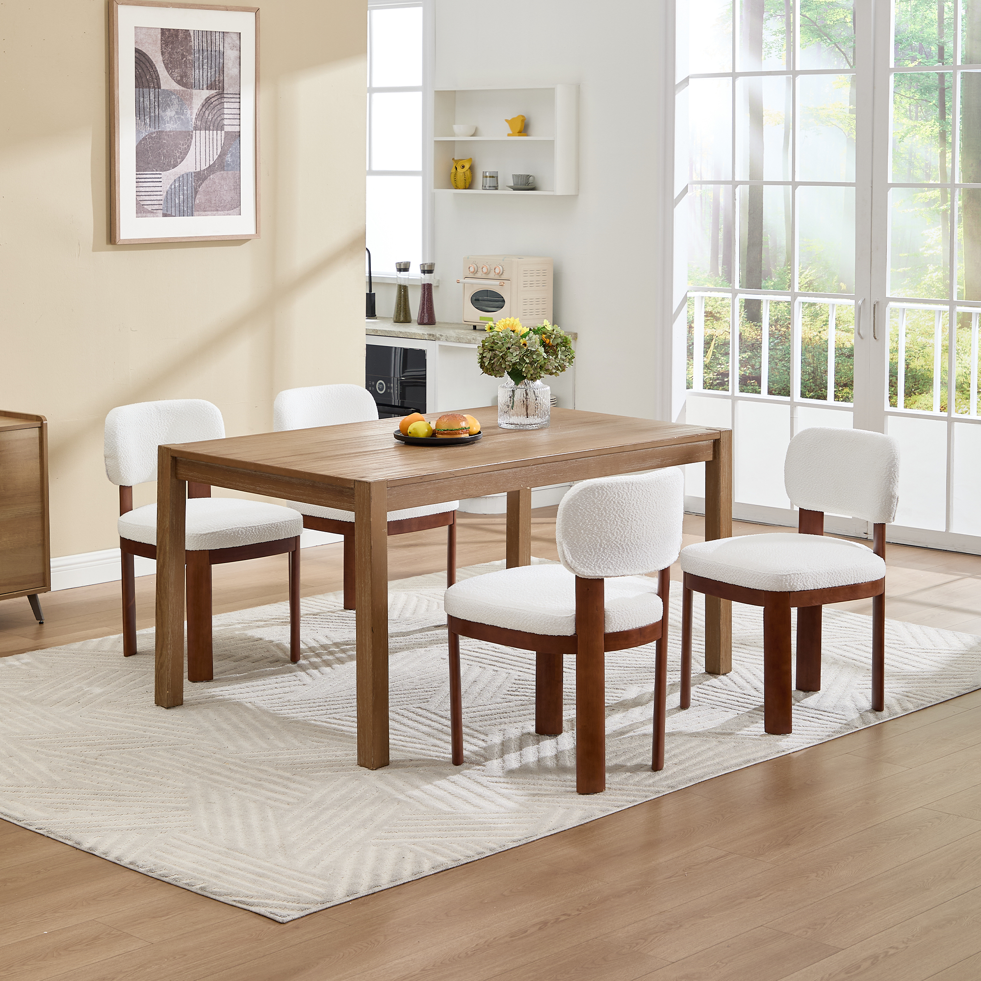 Dothan Modern Farmhouse Dining Chairs with Natural Solid Wood Legs - Set of 2