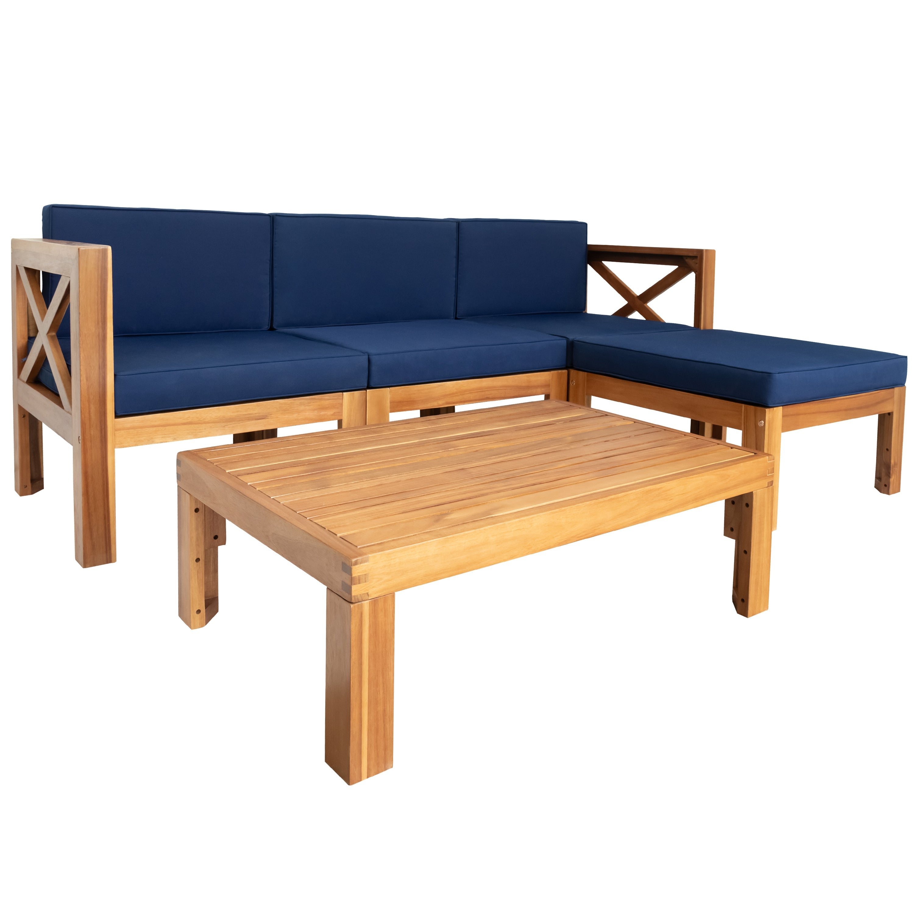 Topmax Outdoor Sectional Set Cushioned Seating - Blue