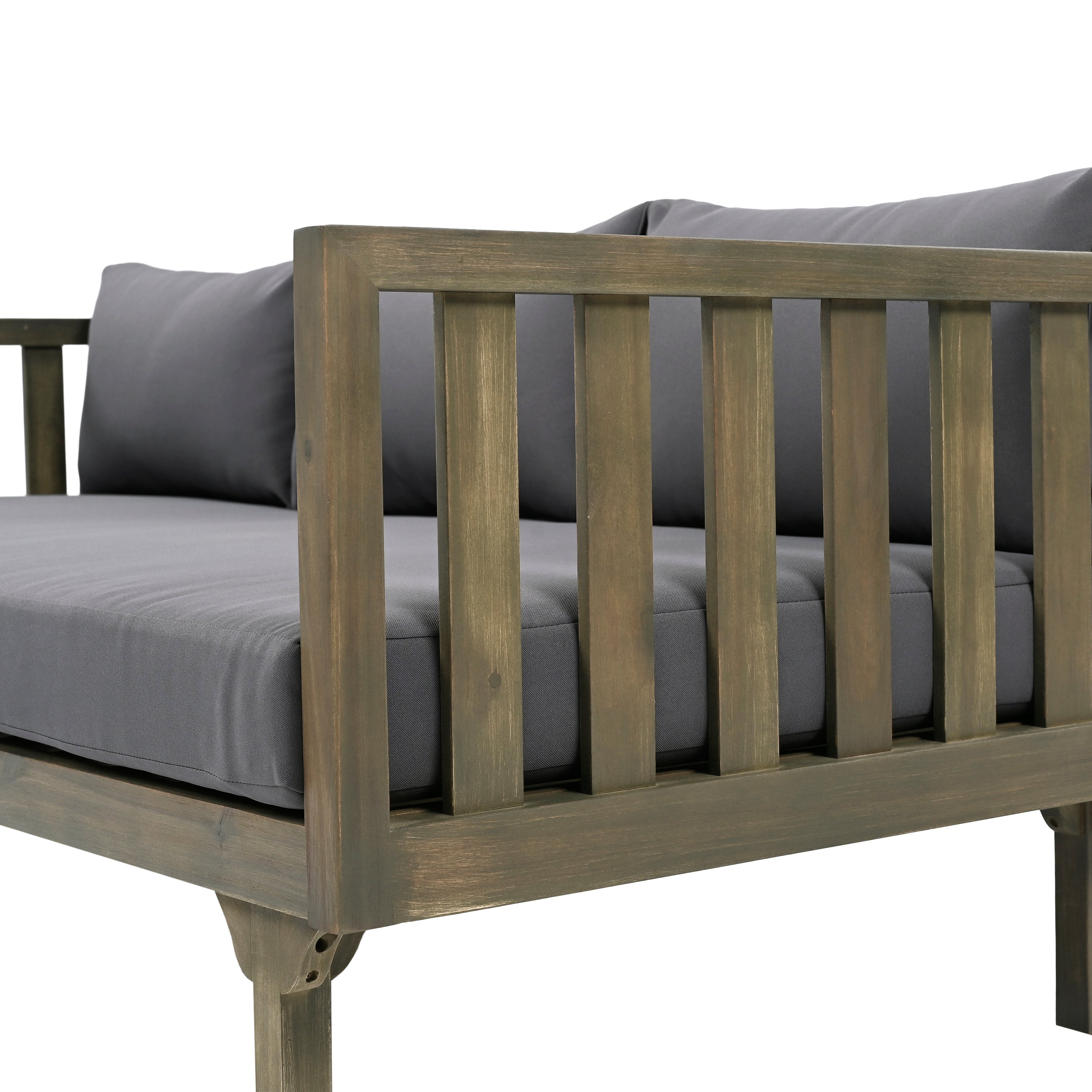 Outdoor Coffee Table Cushioned Seating - Dark Gray