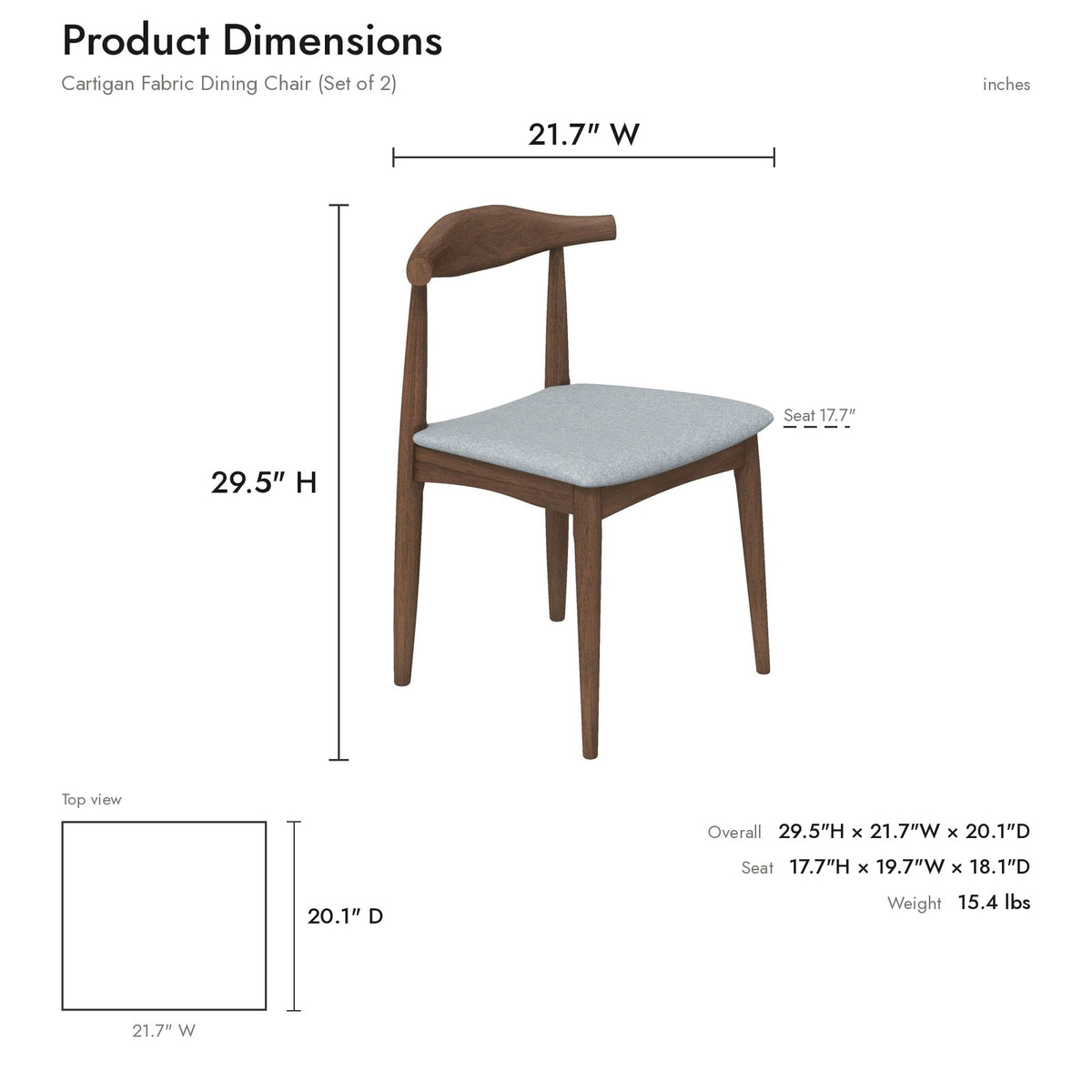 Product dimensions diagram
