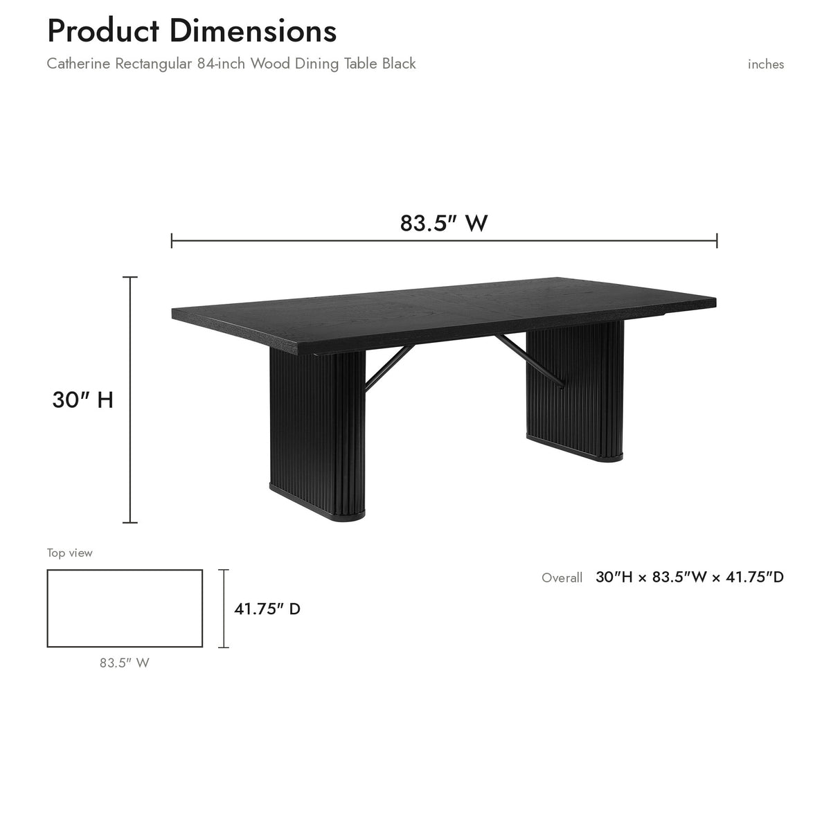 Product dimensions diagram