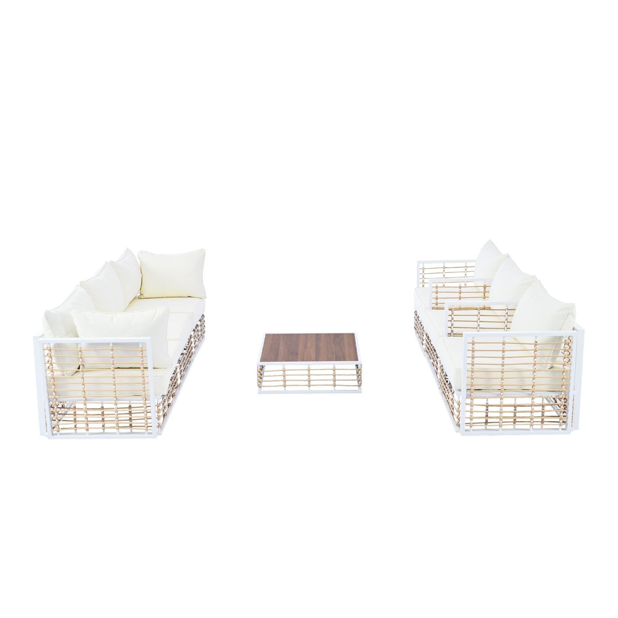 Topmax Outdoor Sectional Set Cushioned Seating - White