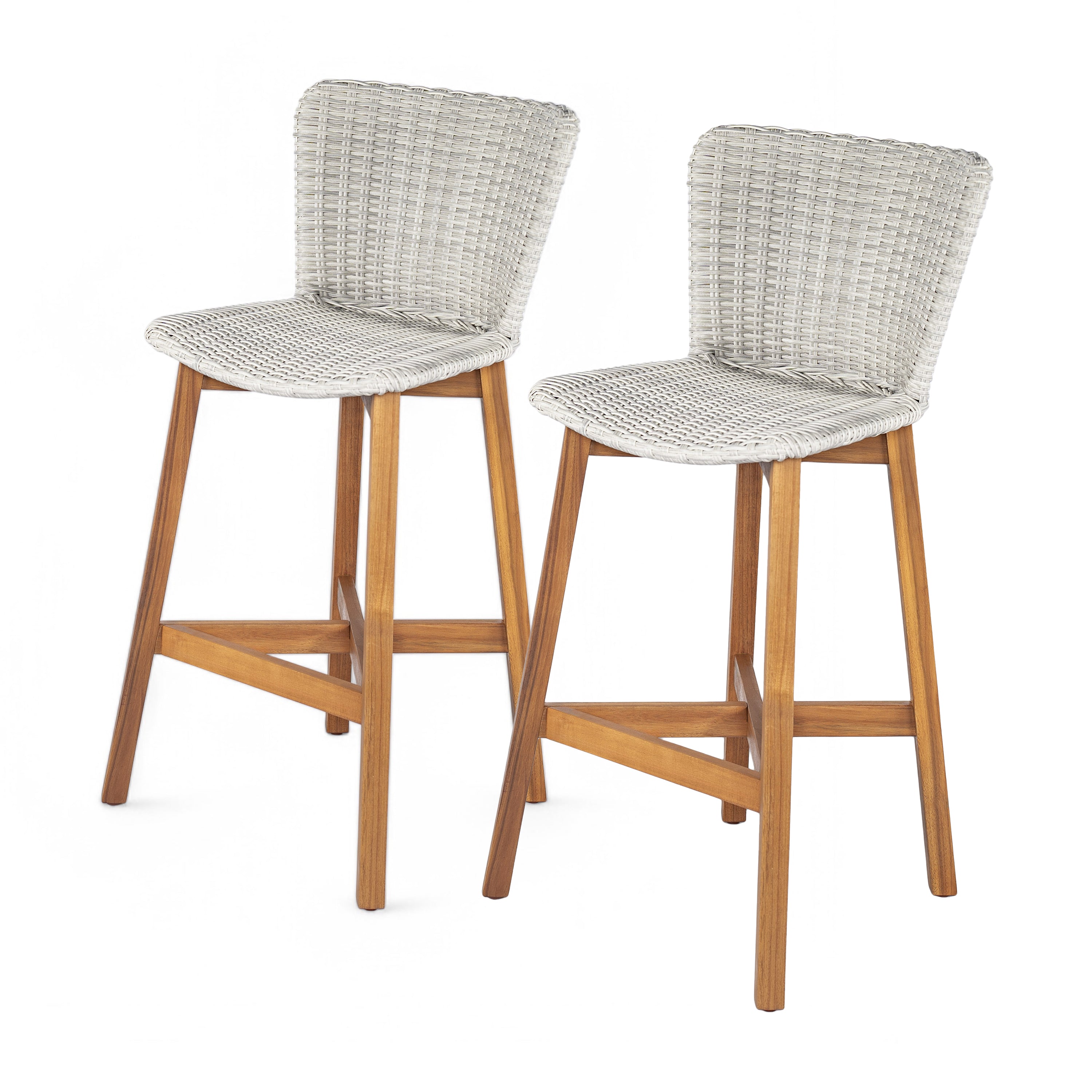 Lymington Outdoor Bar Stool Set Rattan Frame - Light Gray
