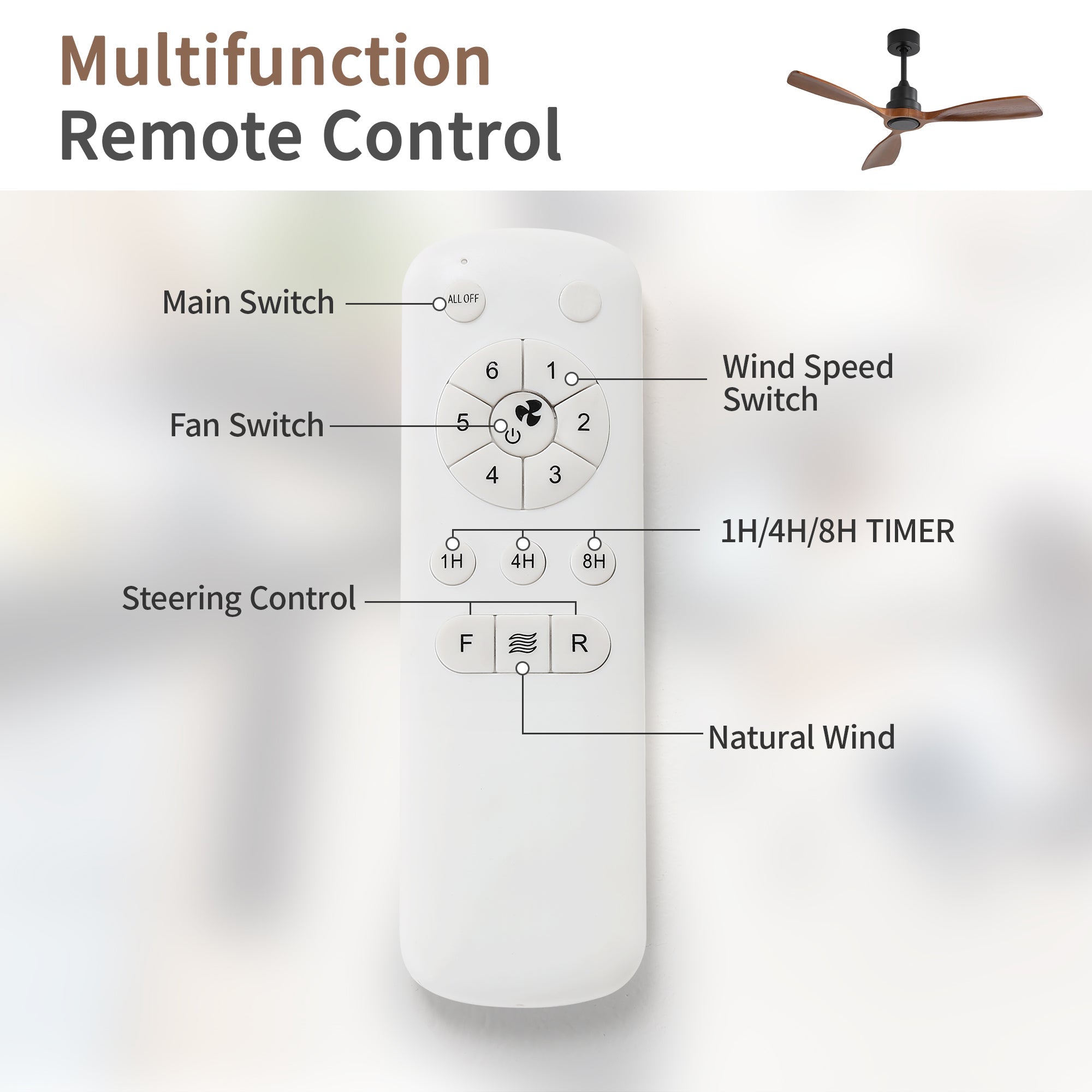 Inch Outdoor Ceiling Fan DC Motor - Black