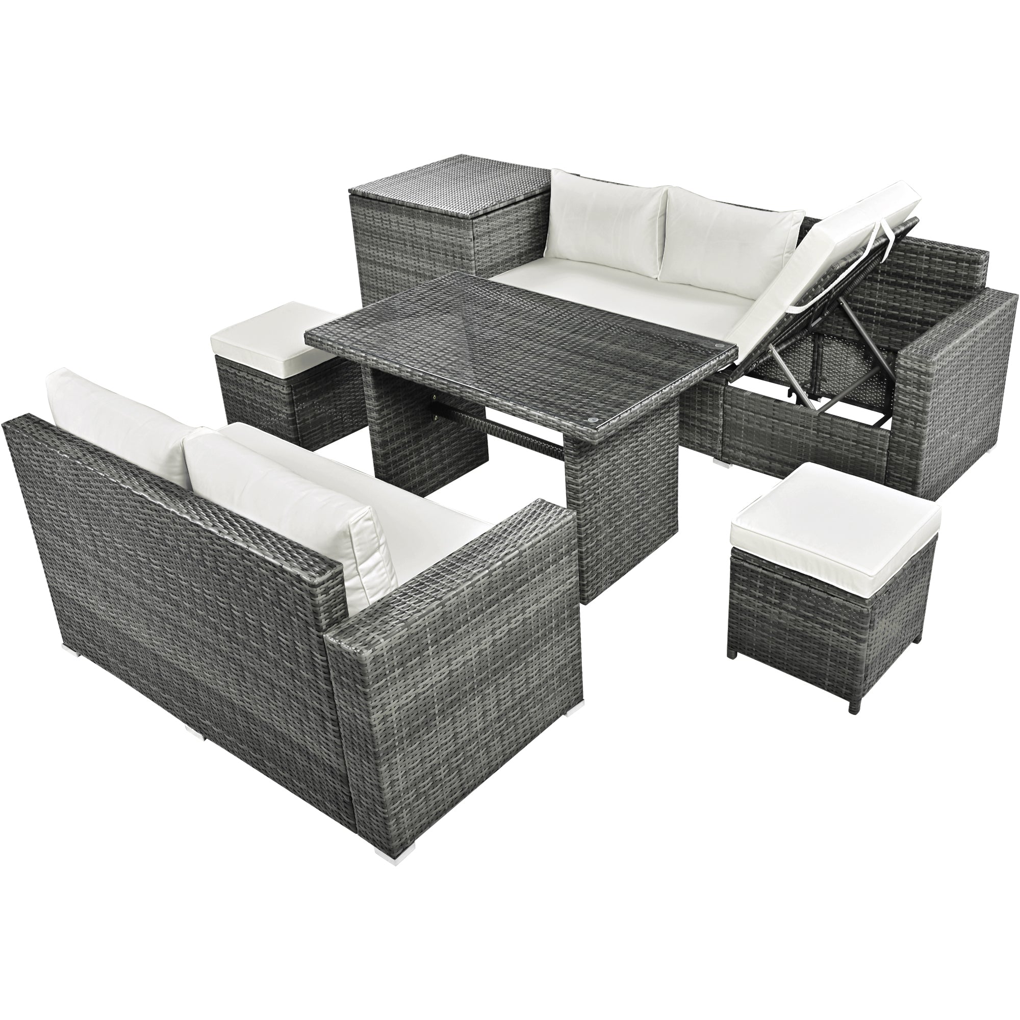 Topmax Outdoor Sectional Set Adjustable Back - Beige