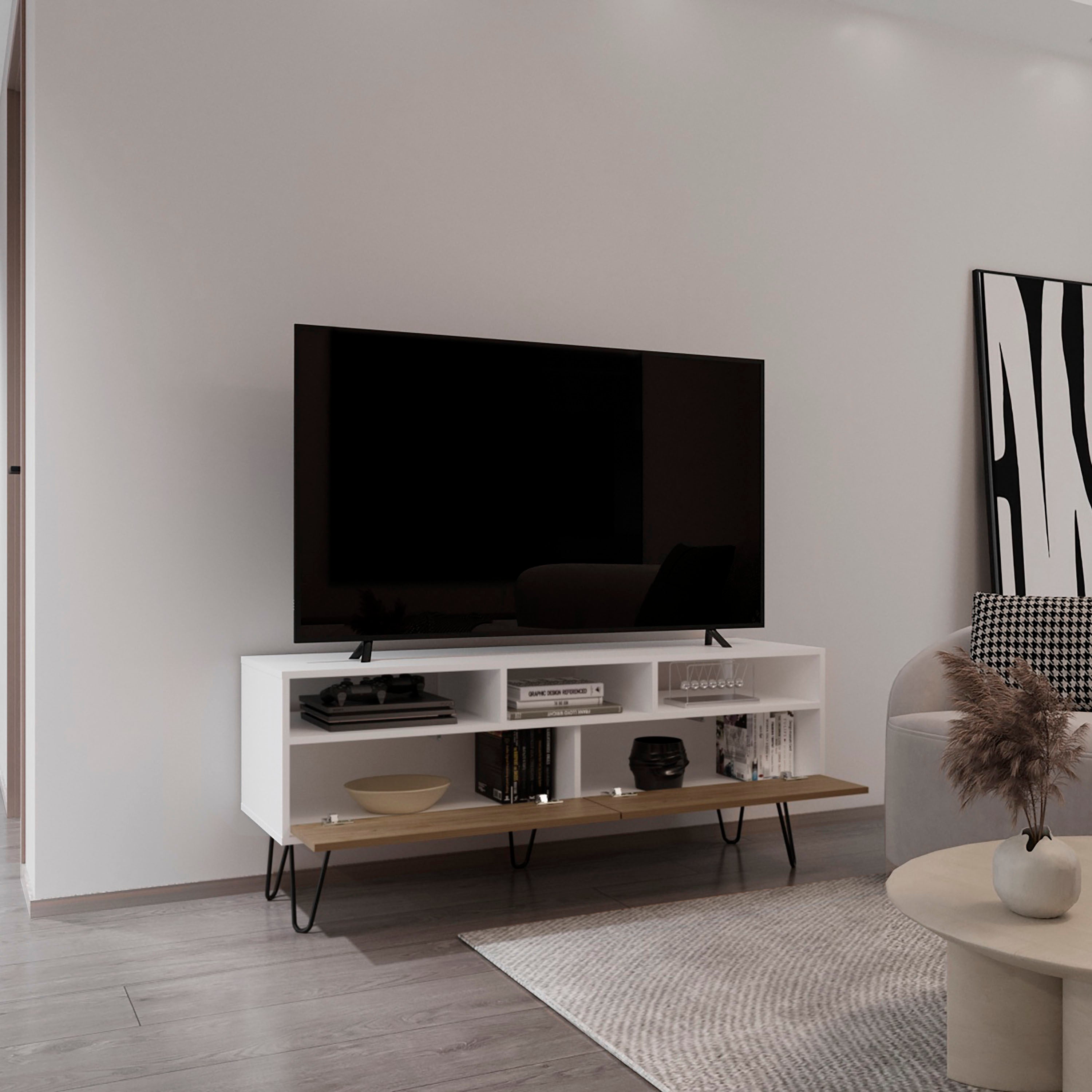 Derby Tv Stand with Pull Down Doors and Three Shelves