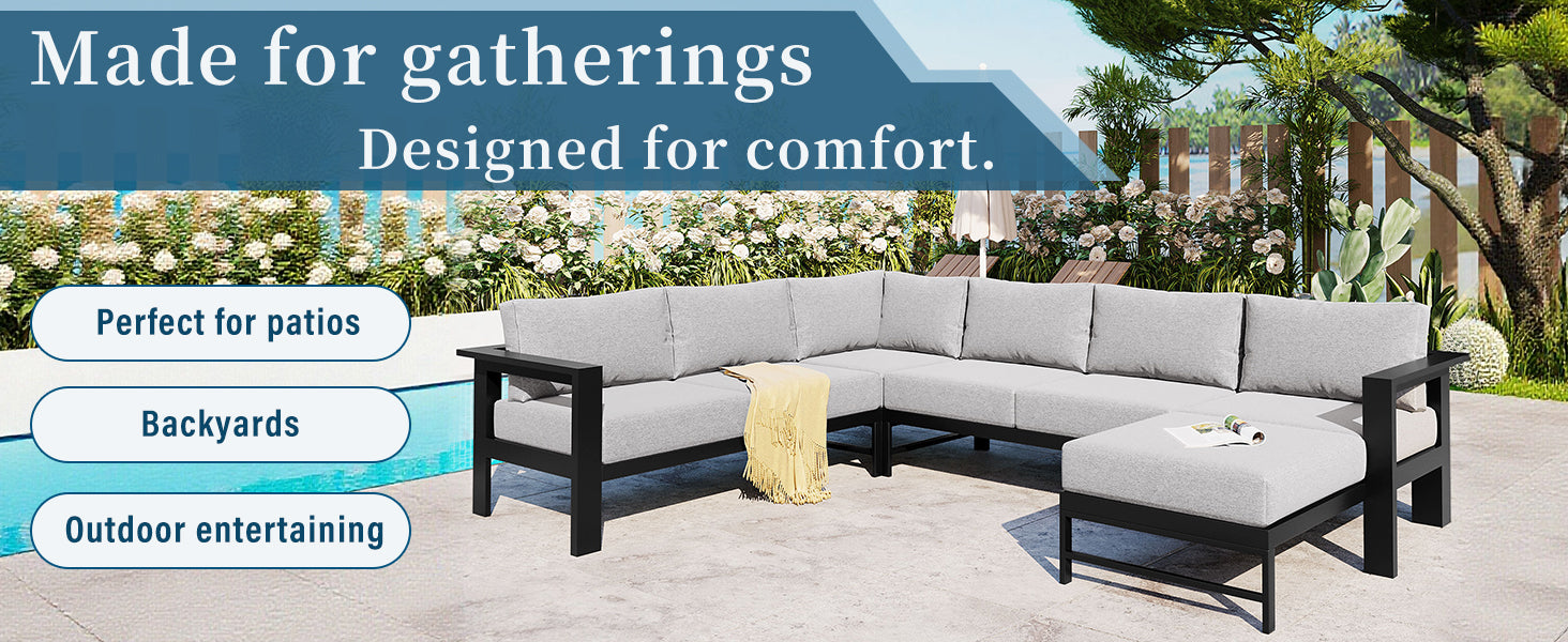 U-Style Outdoor U-Shaped Sectional Cushioned Seating