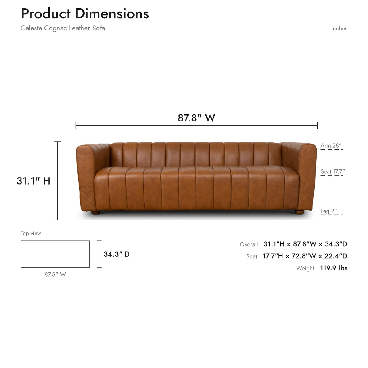 Product dimensions diagram