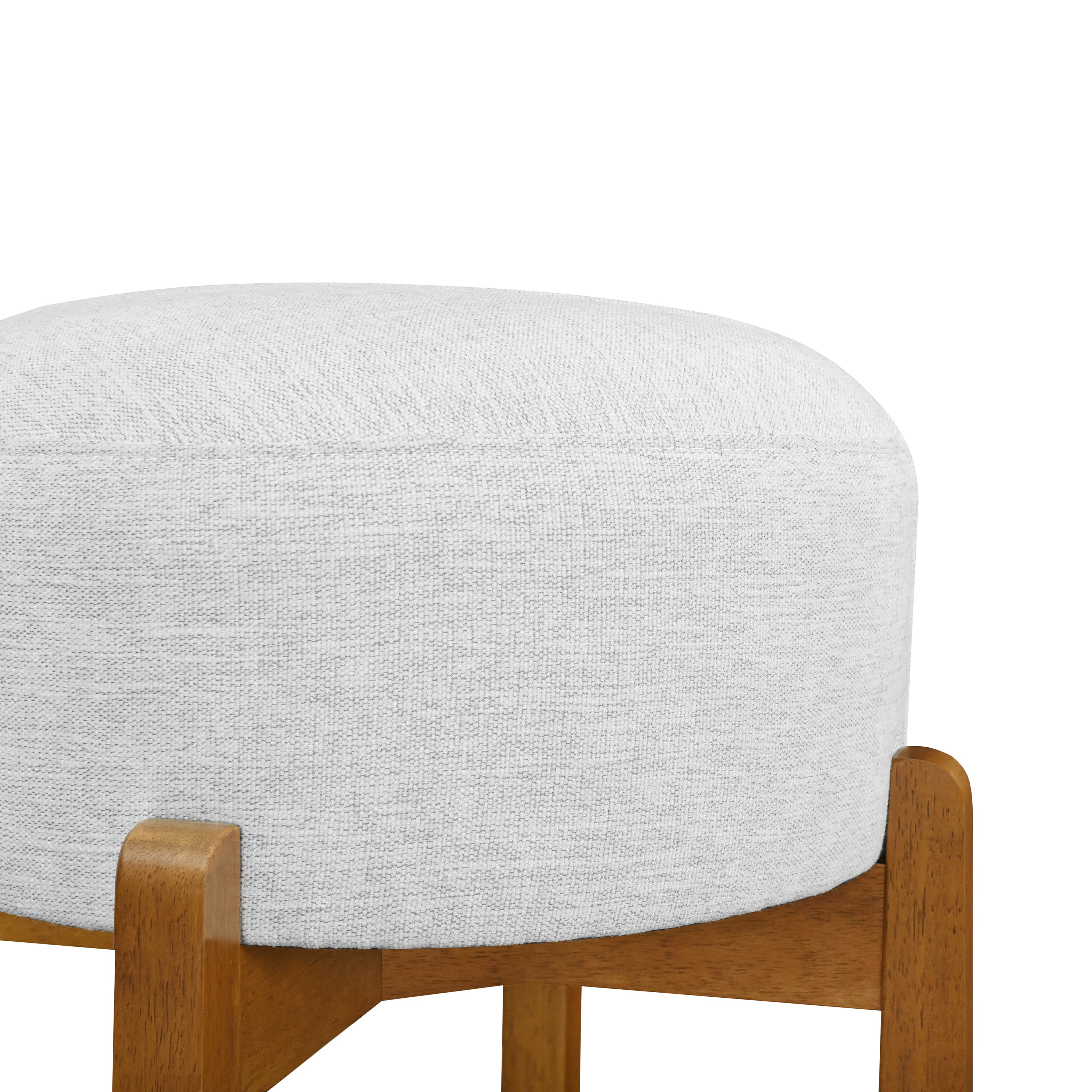 Vera Indoor Wooden Upholstered Barstool, Walnut Finish and Ivory Upholstery, Set of 2