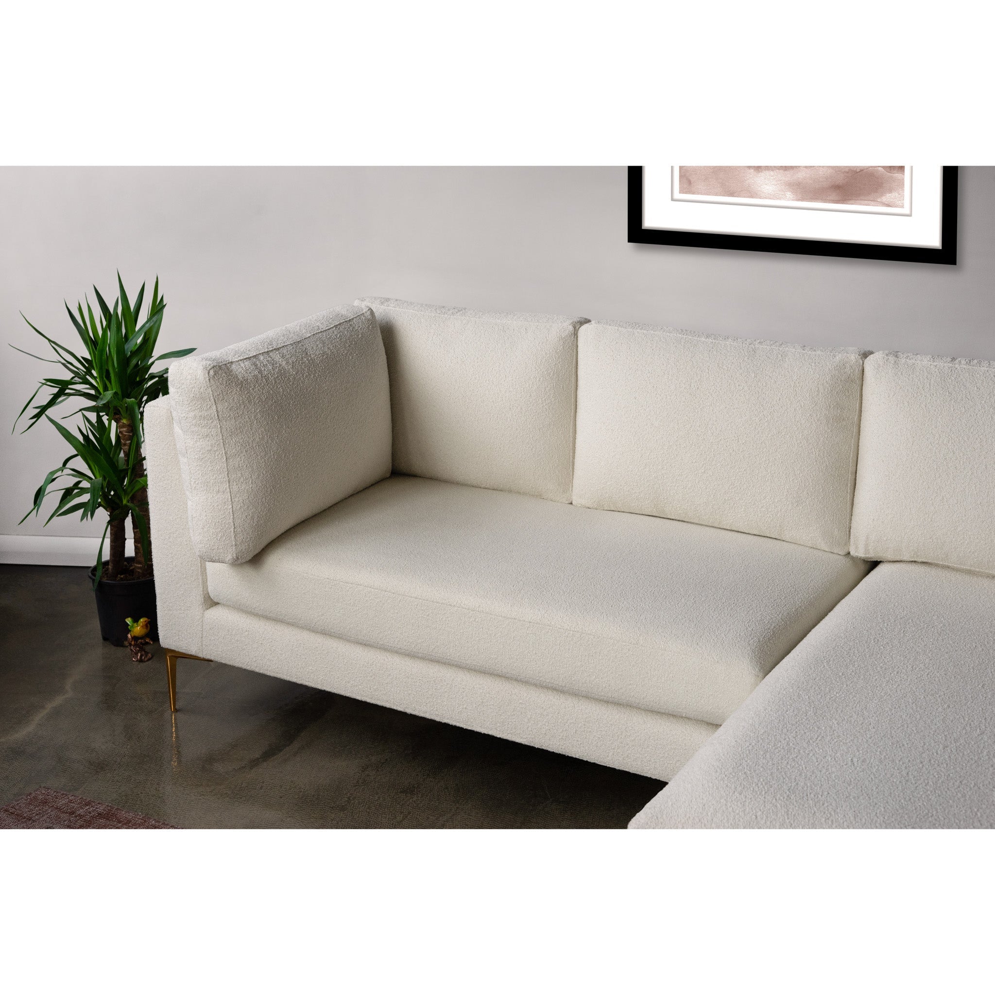 Chamberlain Beige Boucle Sectional Sofa Right Facing Chaise
