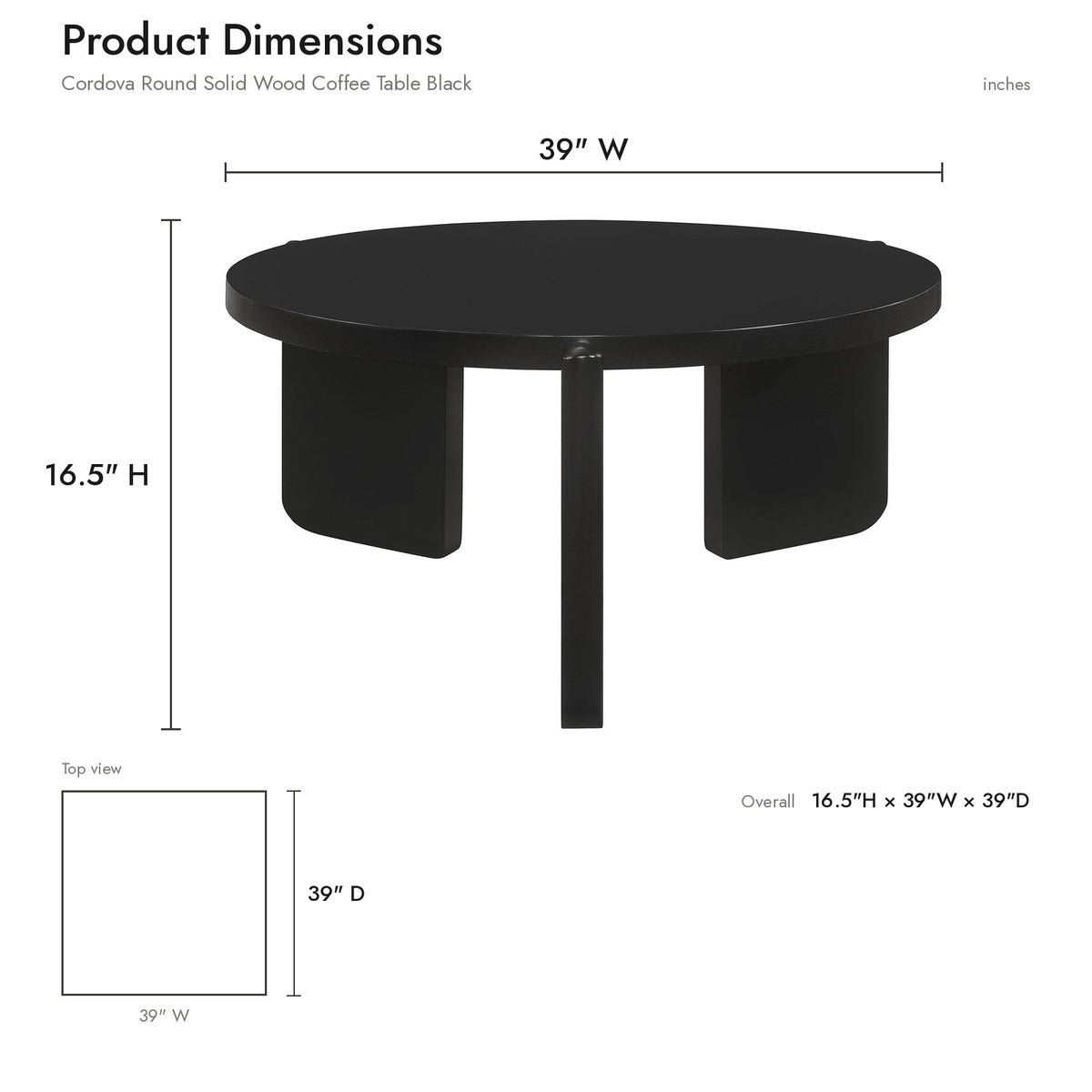 Product dimensions diagram
