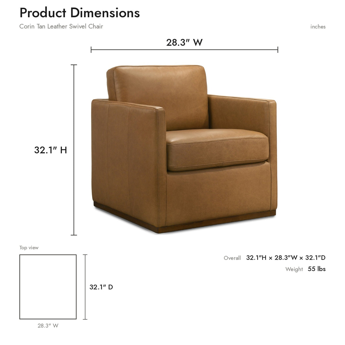 Product dimensions diagram
