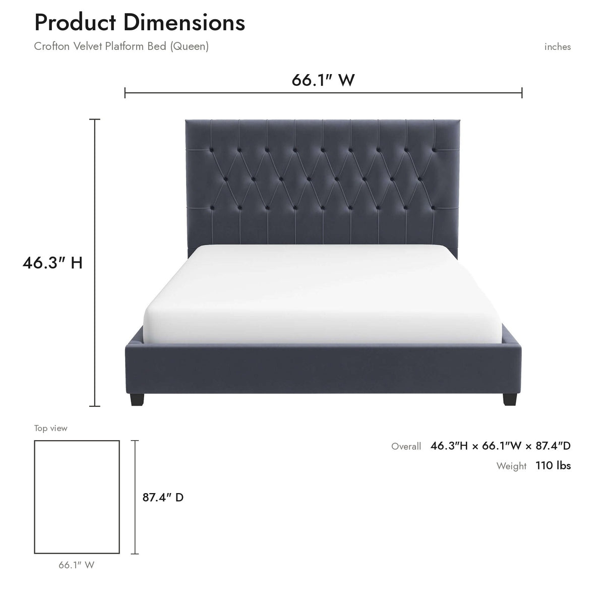 Product dimensions diagram
