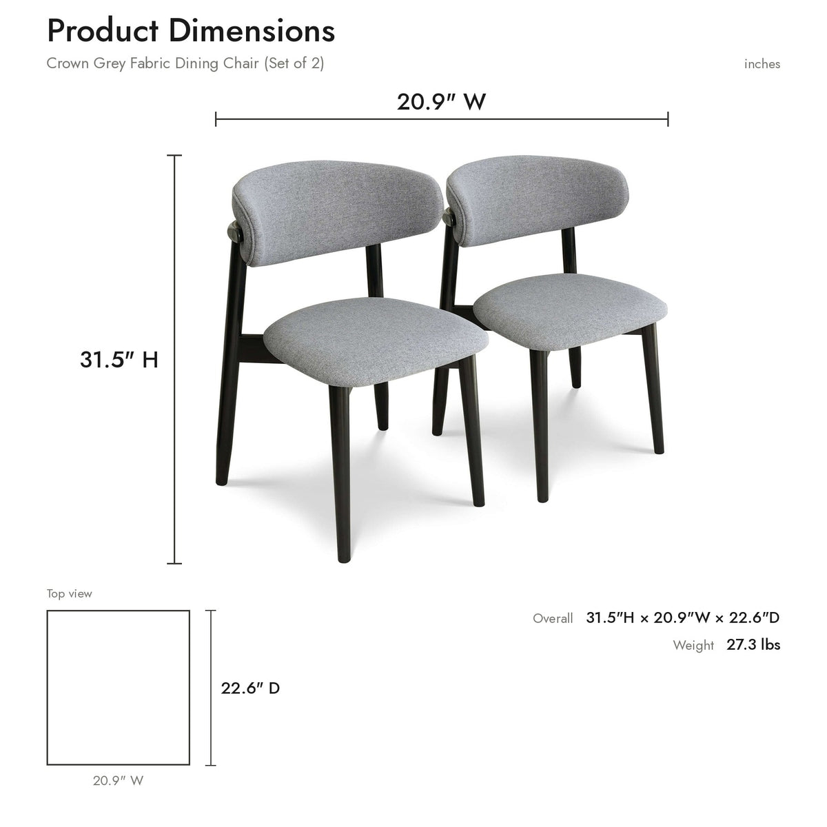 Product dimensions diagram