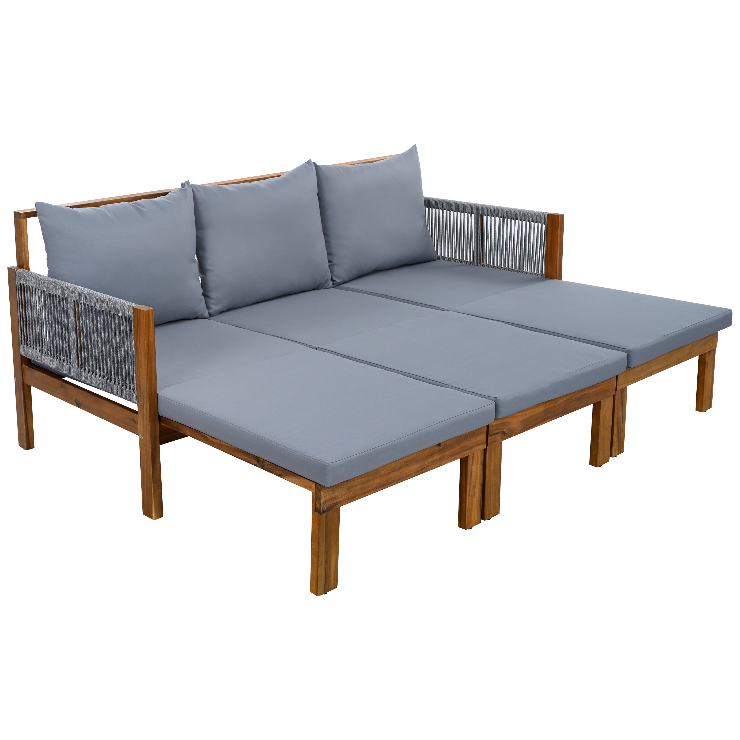 Daybed Outdoor Canopy Daybed Cushioned Seating - Gray