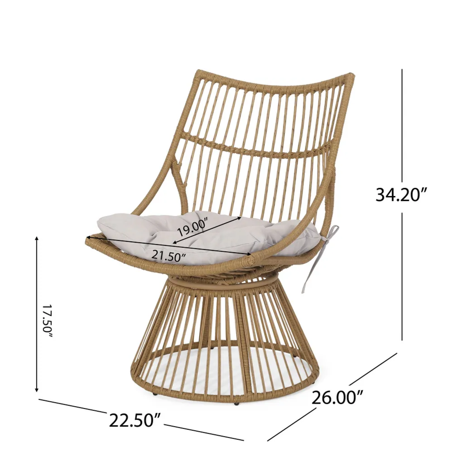 Elaine Outdoor Side Table Rattan Frame - Light Brown