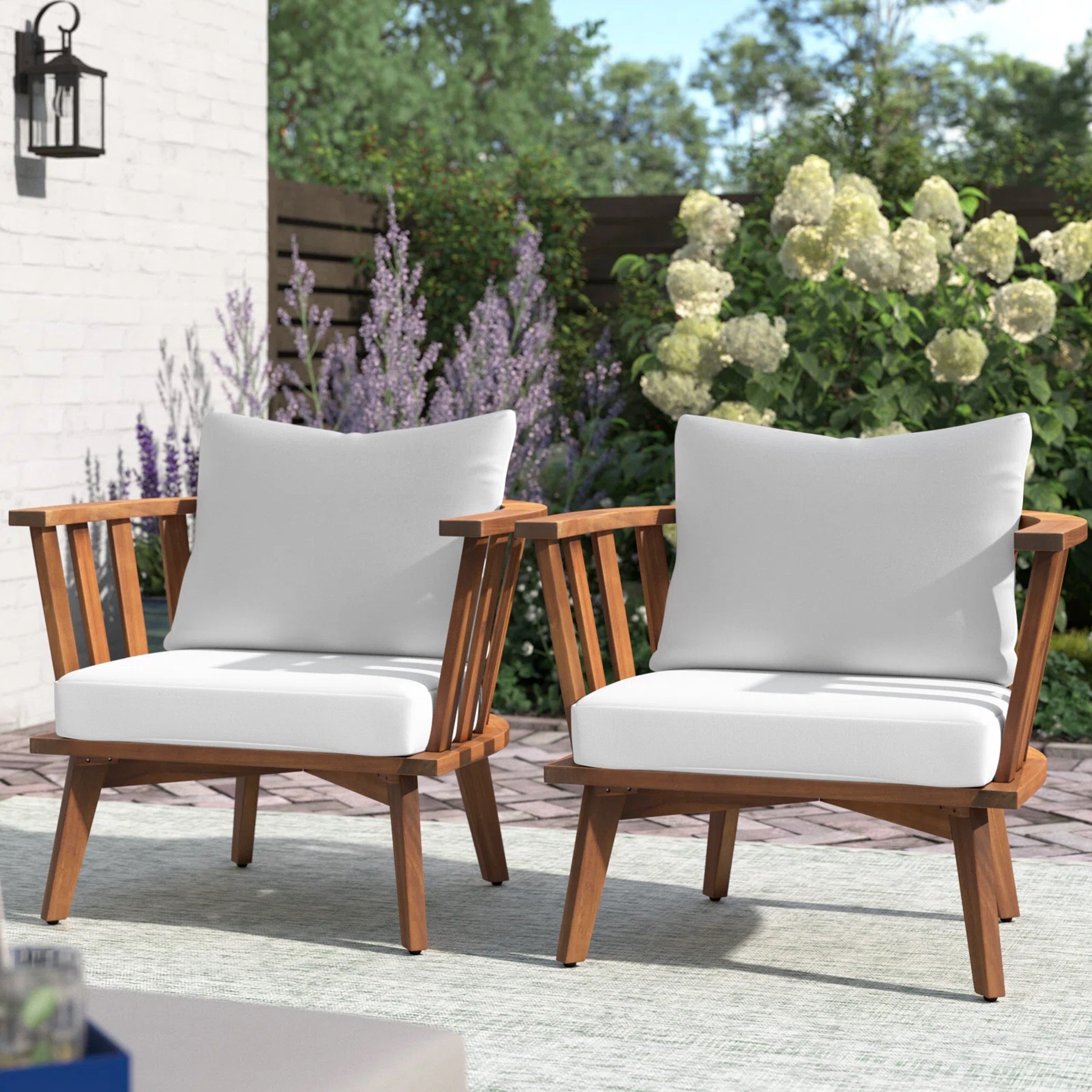 Outdoor Club Chair Cushioned Seating - Teak
