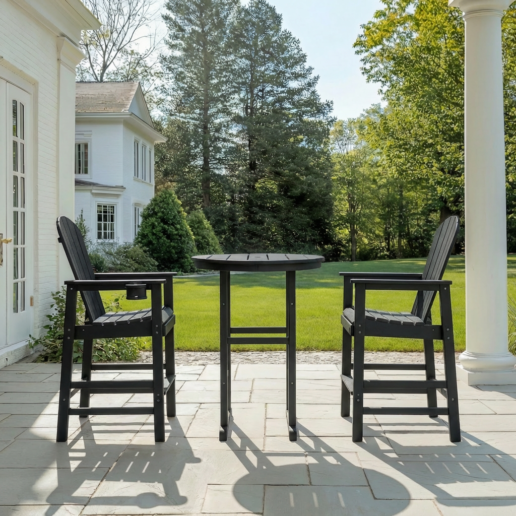 Hdpe Outdoor Bistro Set HDPE Frame - Black