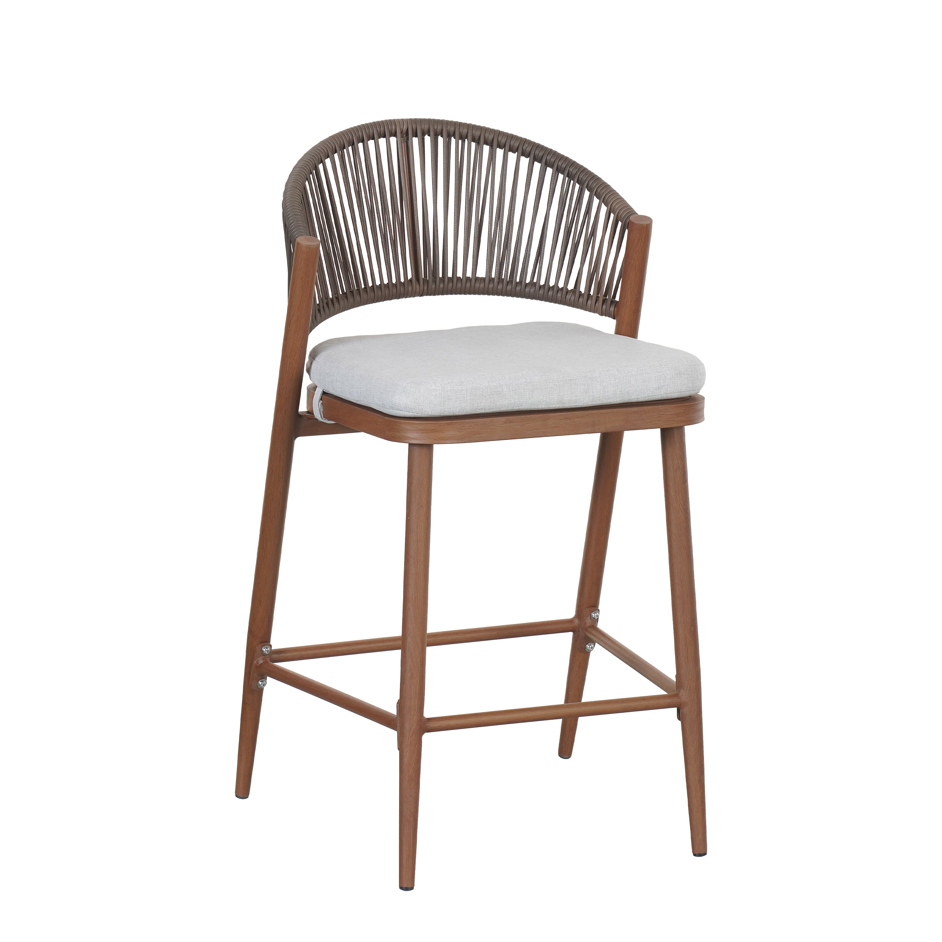 Outdoor Counter Stool Set Water-Resistant Cushions - Teak