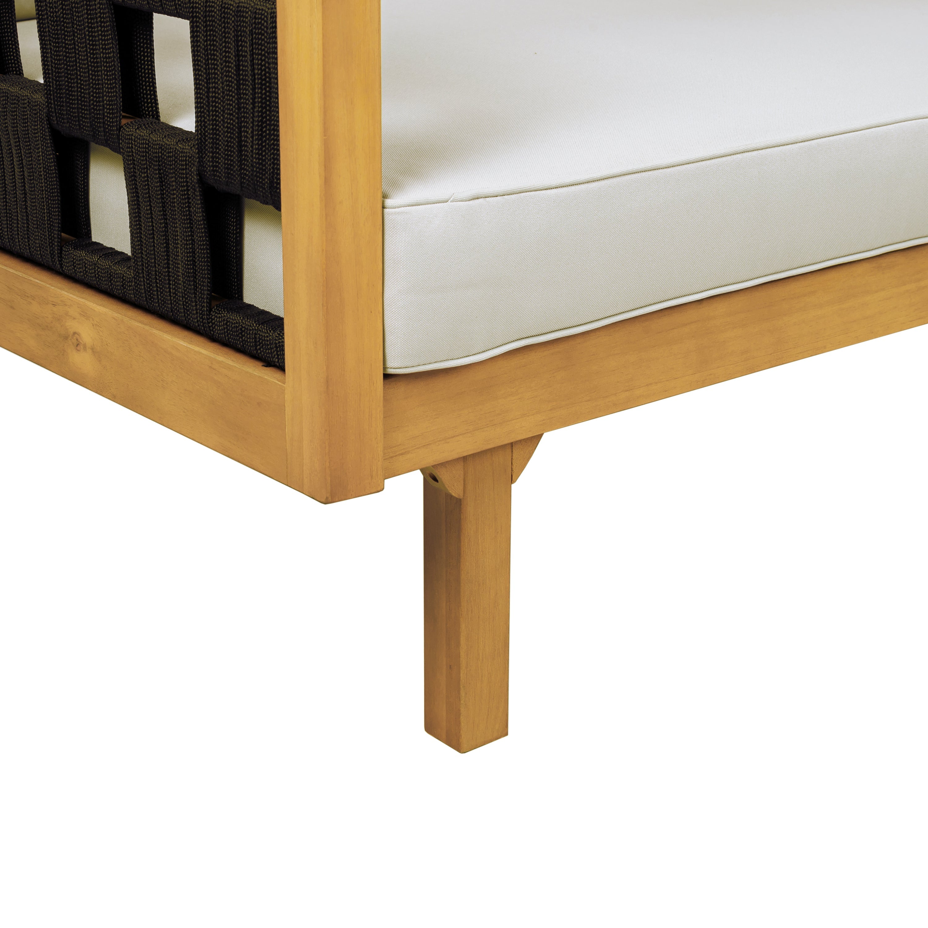 Three-Seater Outdoor Canopy Daybed Cushioned Seating - Teak
