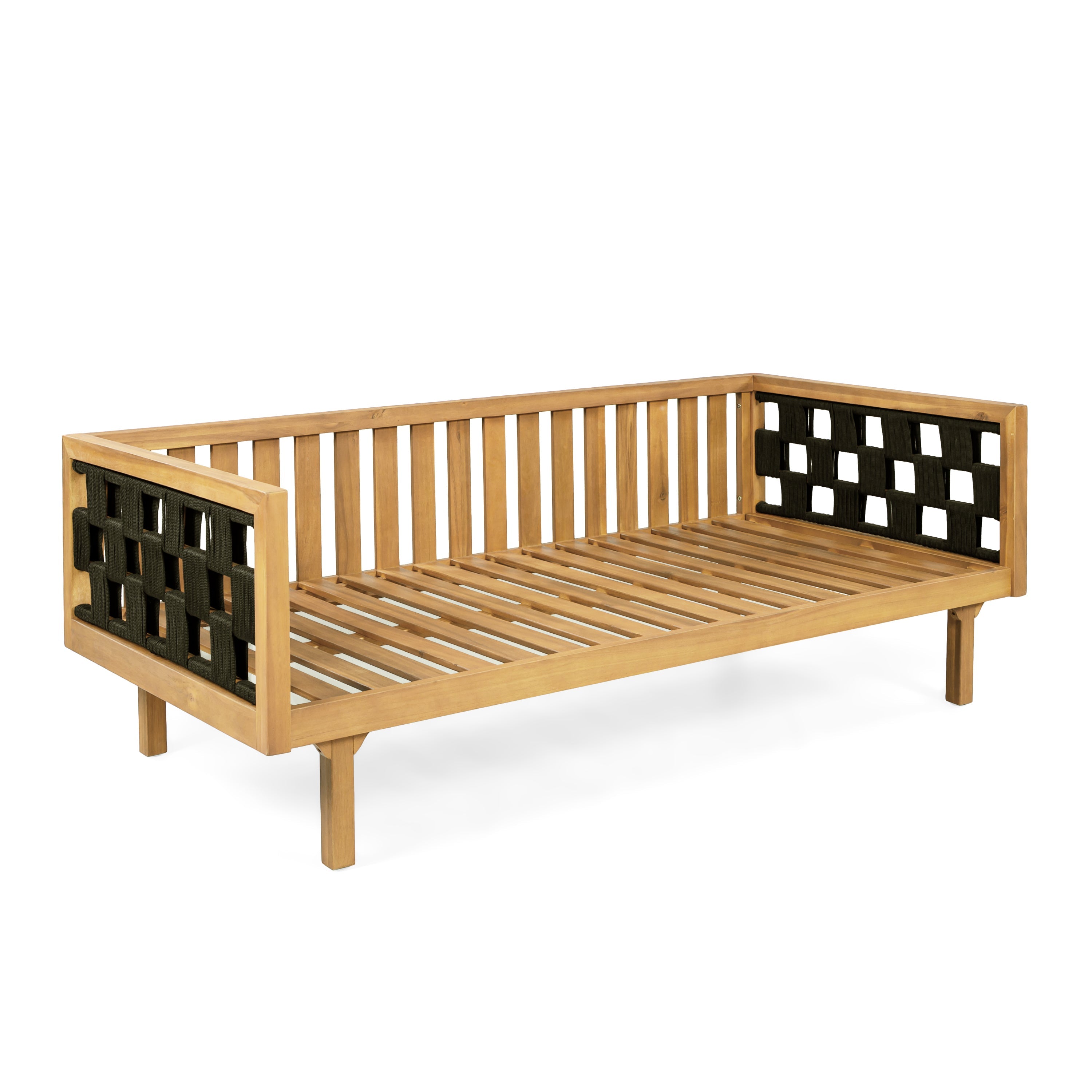 Three-Seater Outdoor Canopy Daybed Cushioned Seating - Teak