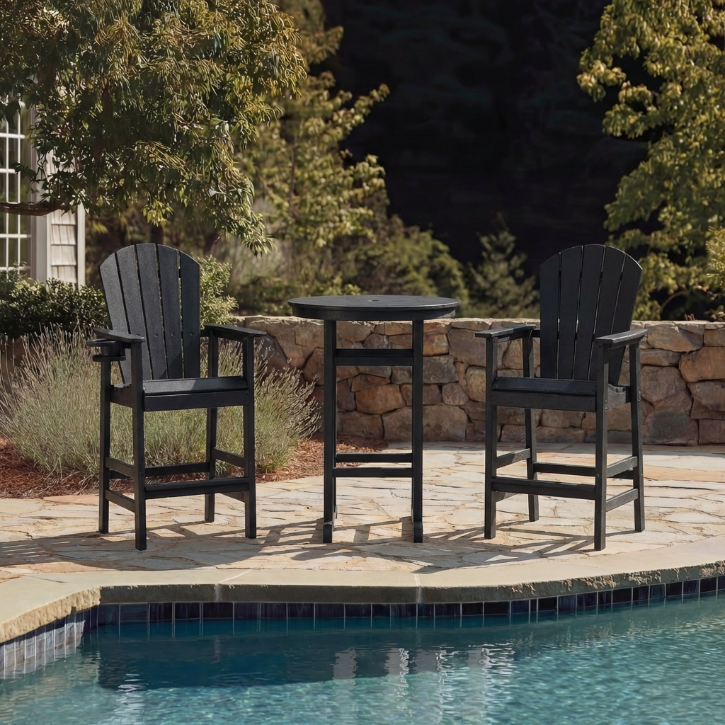 Hdpe Outdoor Bistro Set HDPE Frame - Black