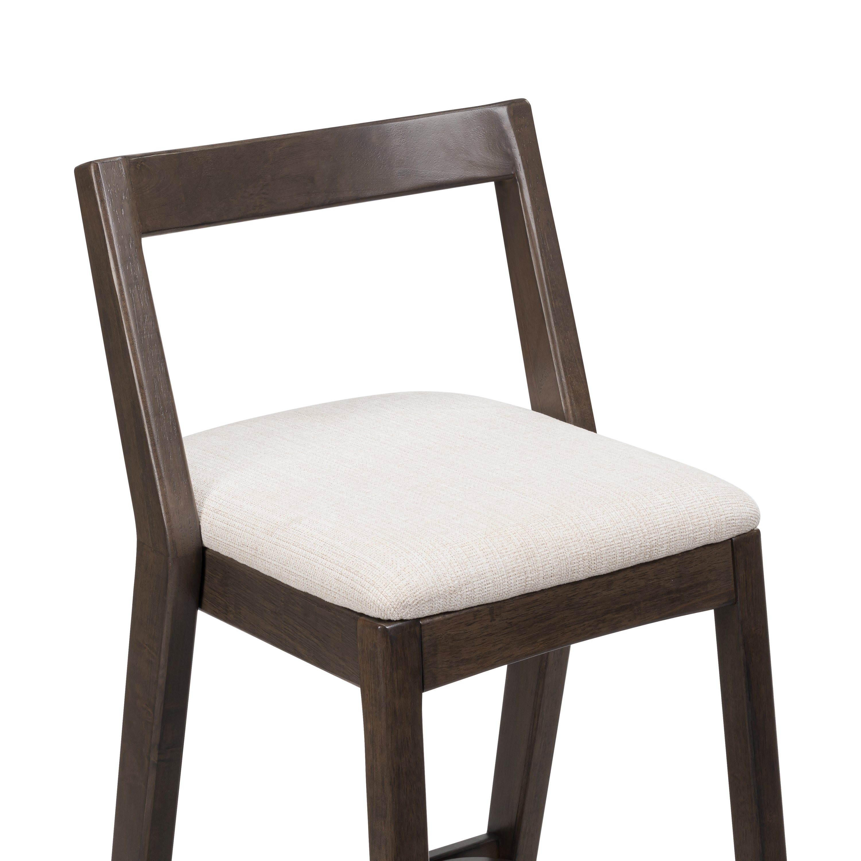 Jasper Indoor Rubberwood Barstool with Beige Upholstery in Dark Brown Finish, Set of 2