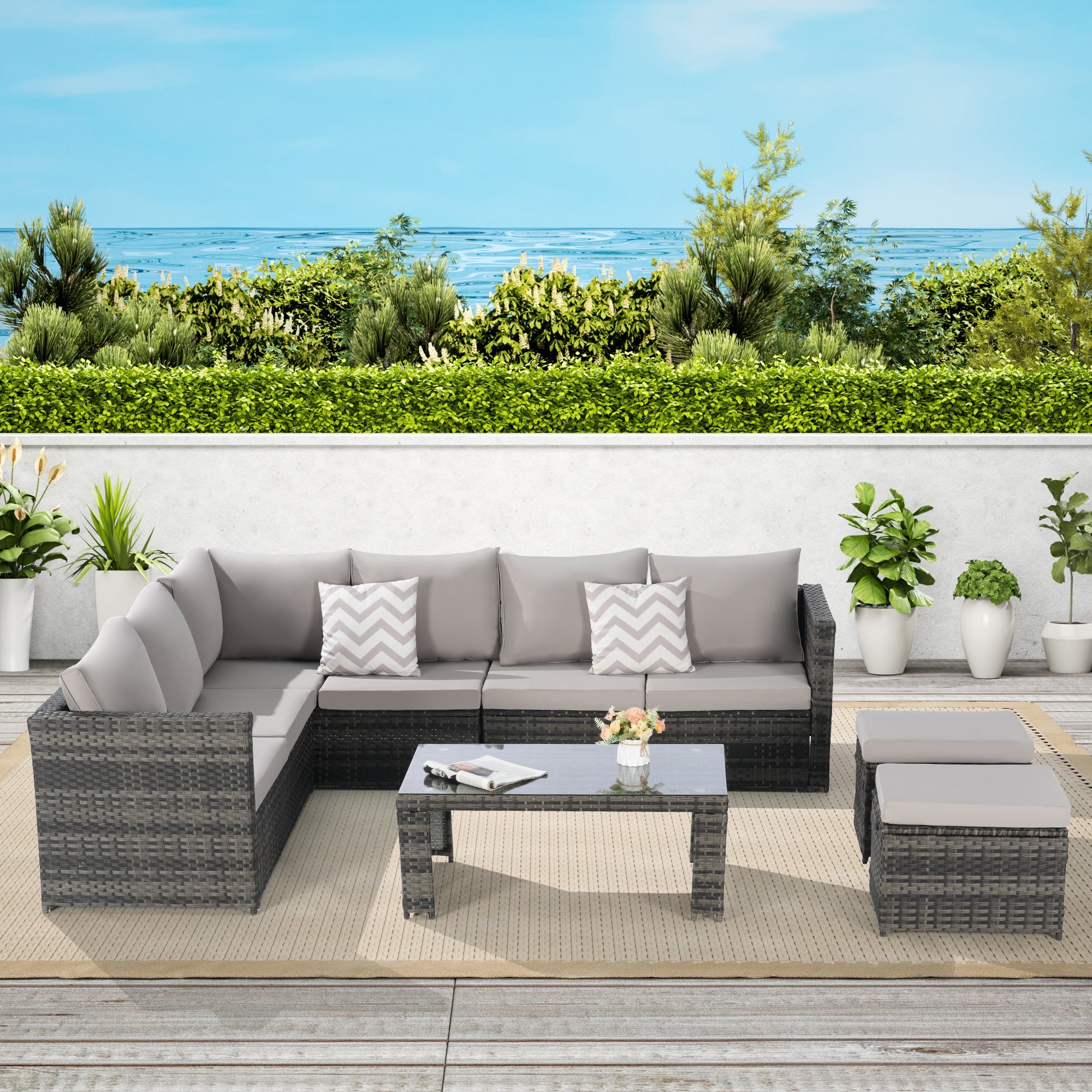 Outdoor Sofa Set Cushioned Seating