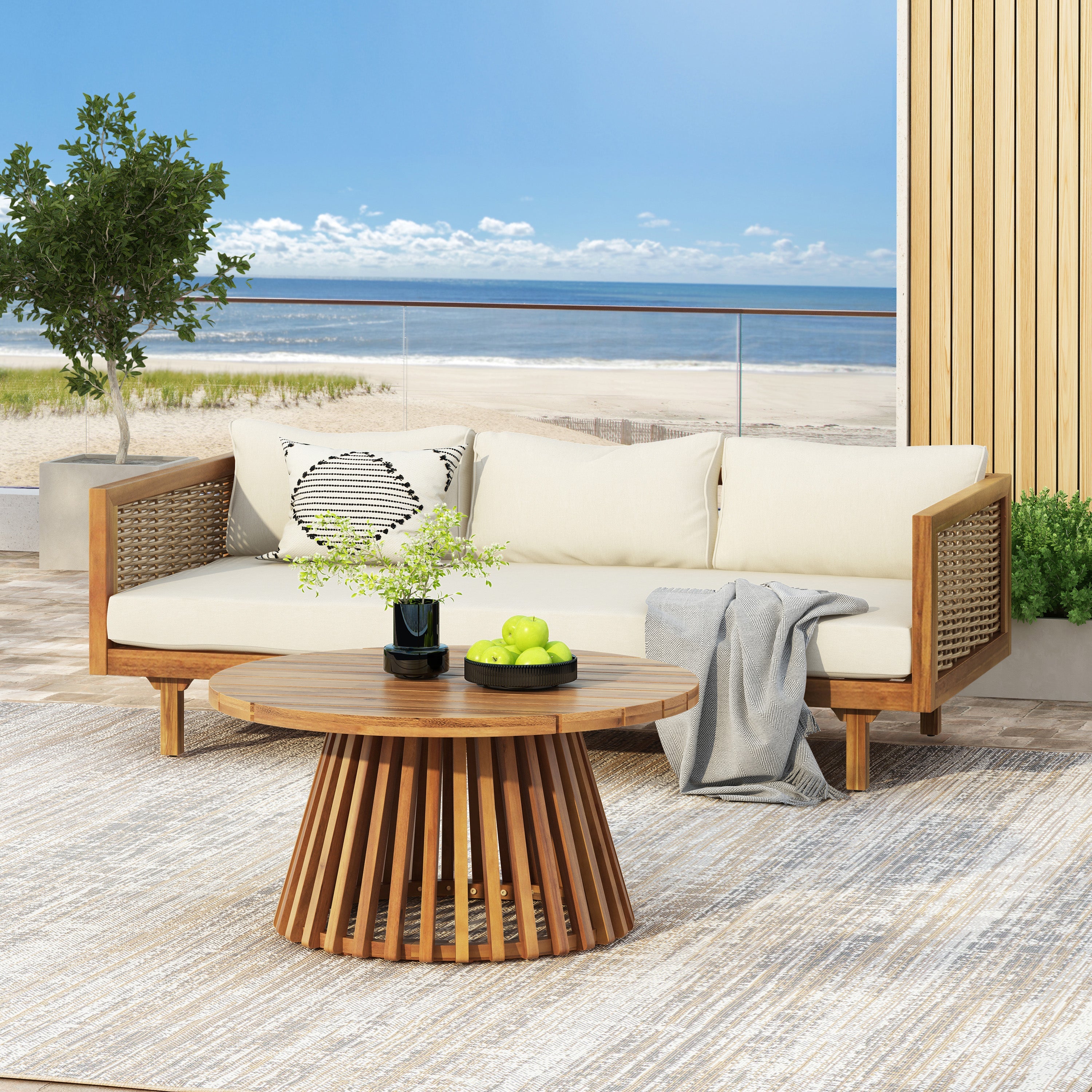 Outdoor Sectional Set Rattan Frame